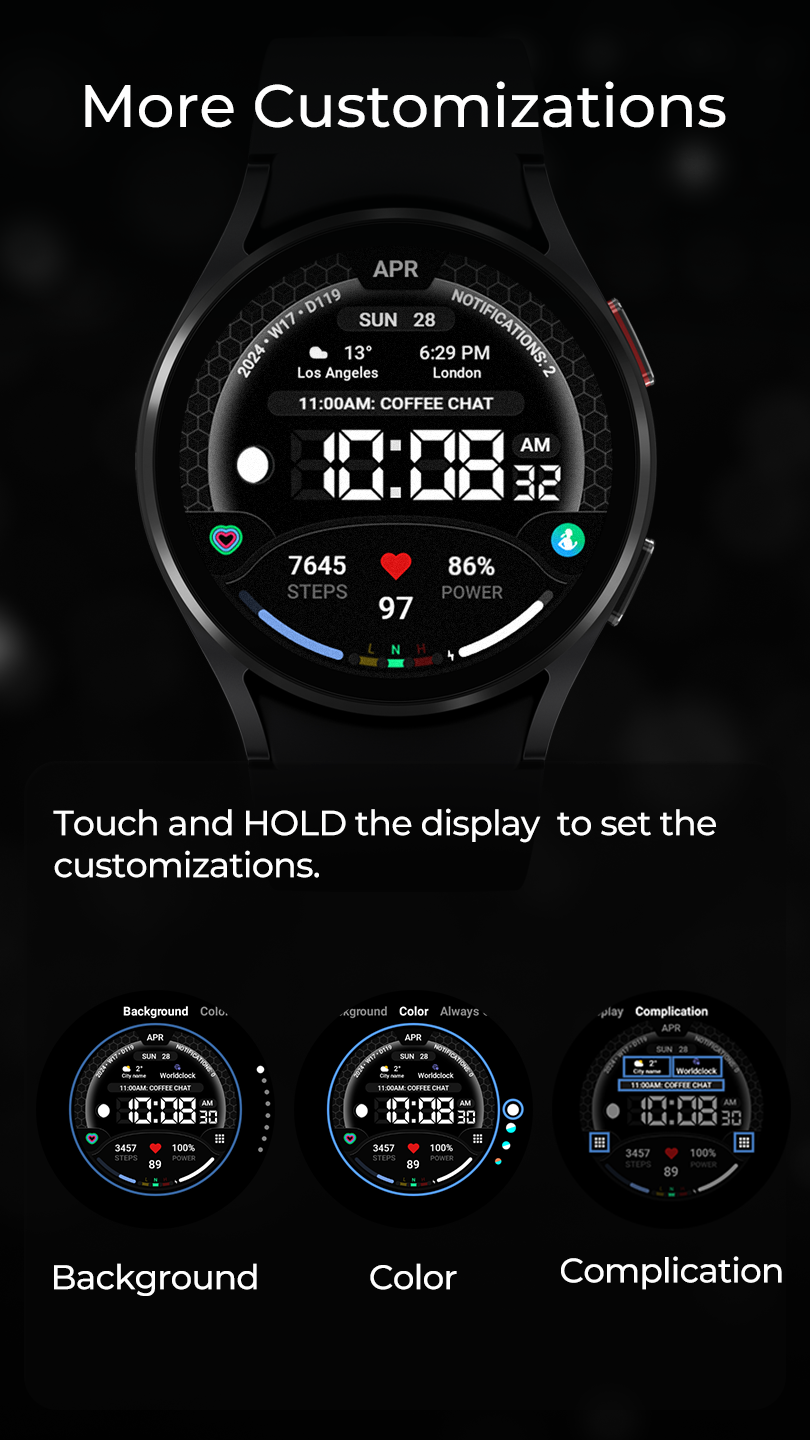 اسکرین شات 6 برنامه TVV Digital 3 Watch Face