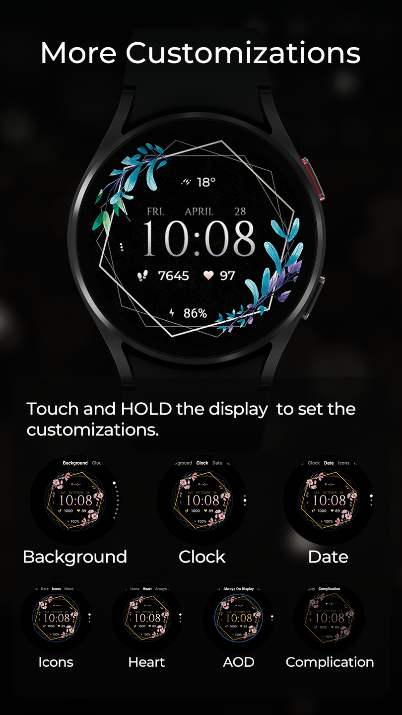 اسکرین شات 6 برنامه TVV Luxury Flowers Watch Face