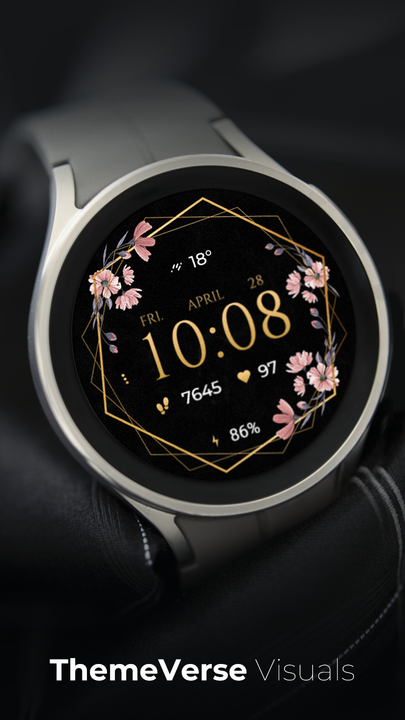 اسکرین شات 1 برنامه TVV Luxury Flowers Watch Face