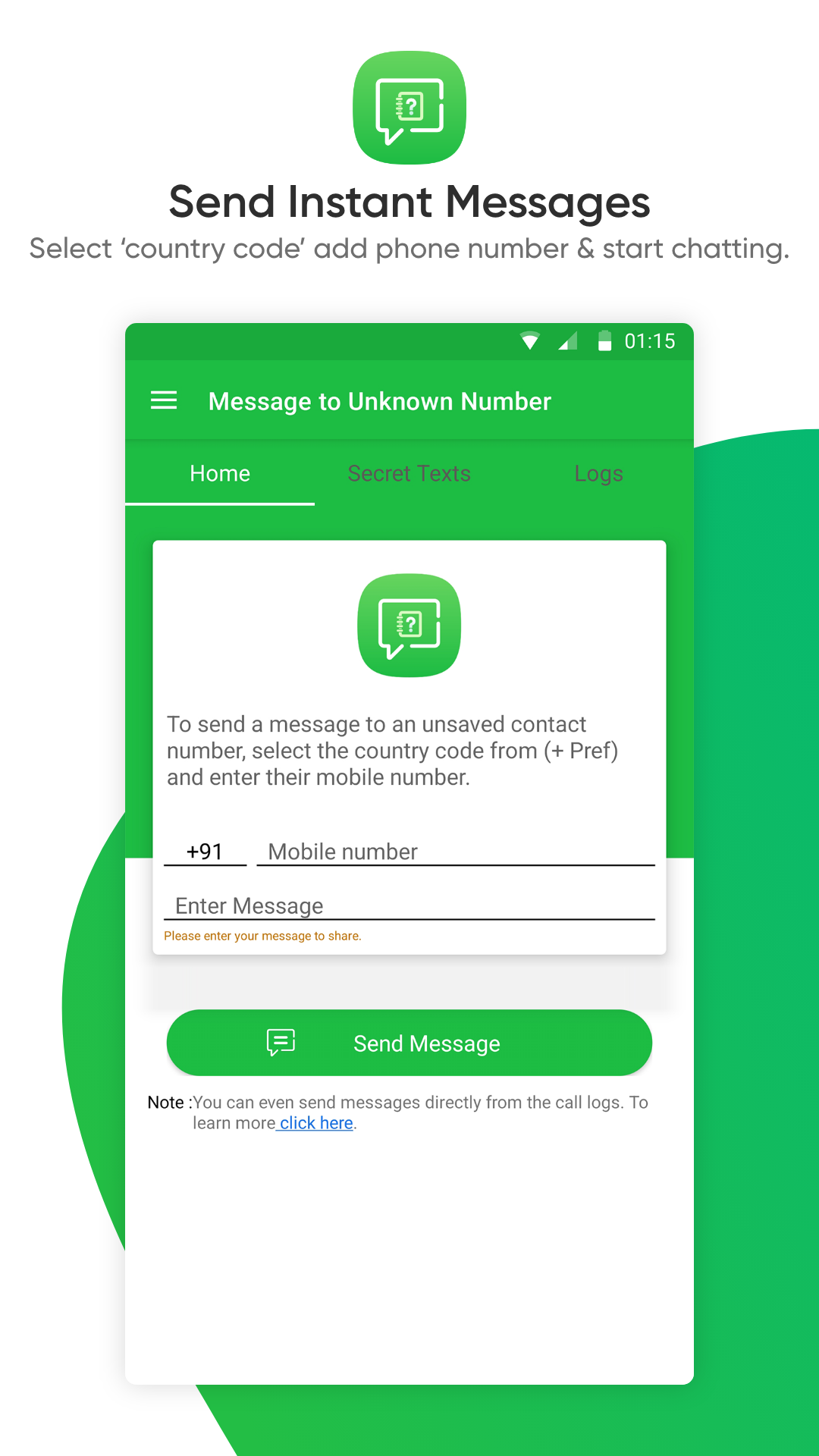 اسکرین شات 3 برنامه Message To Unknown Number