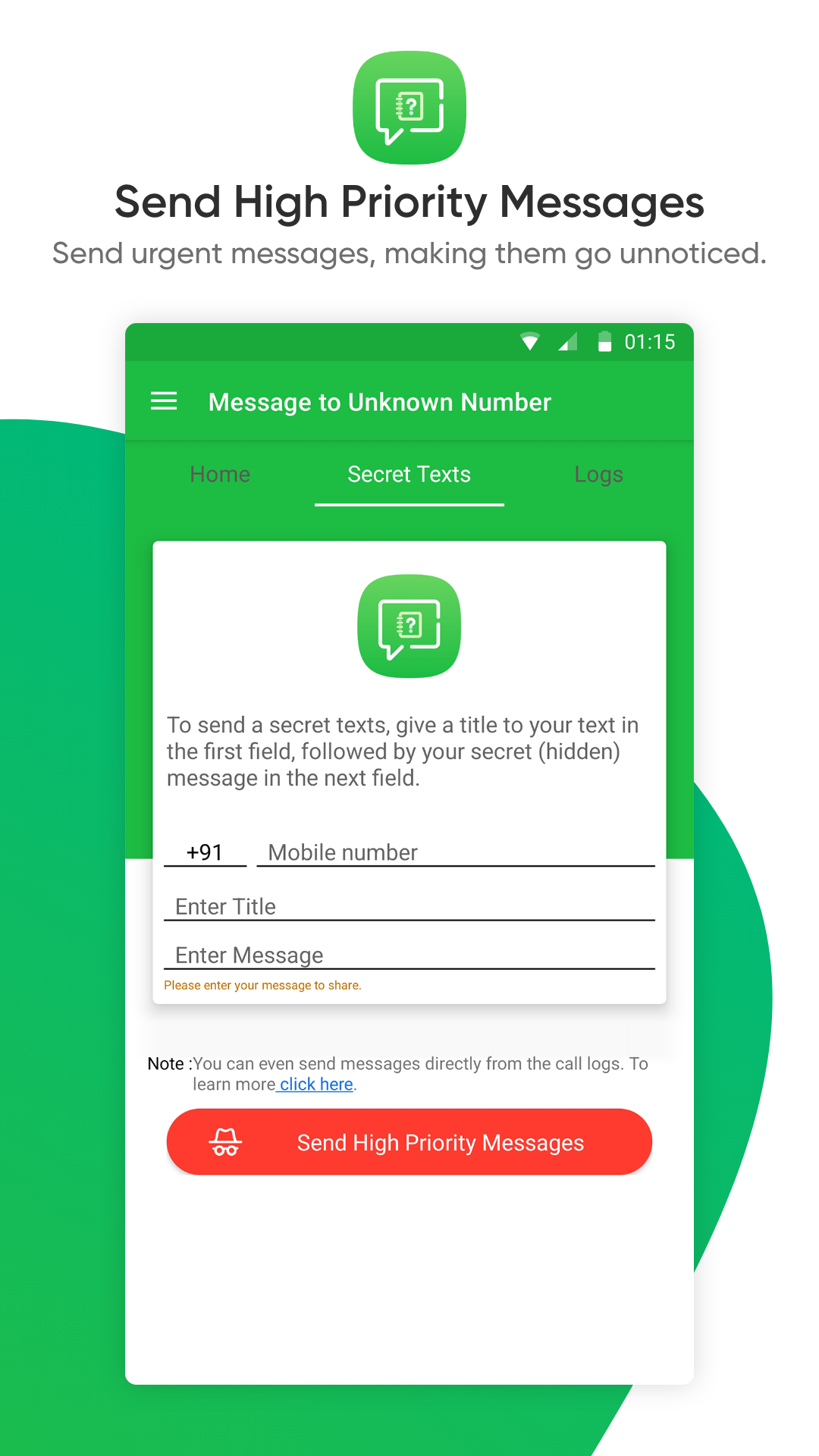اسکرین شات 4 برنامه Message To Unknown Number