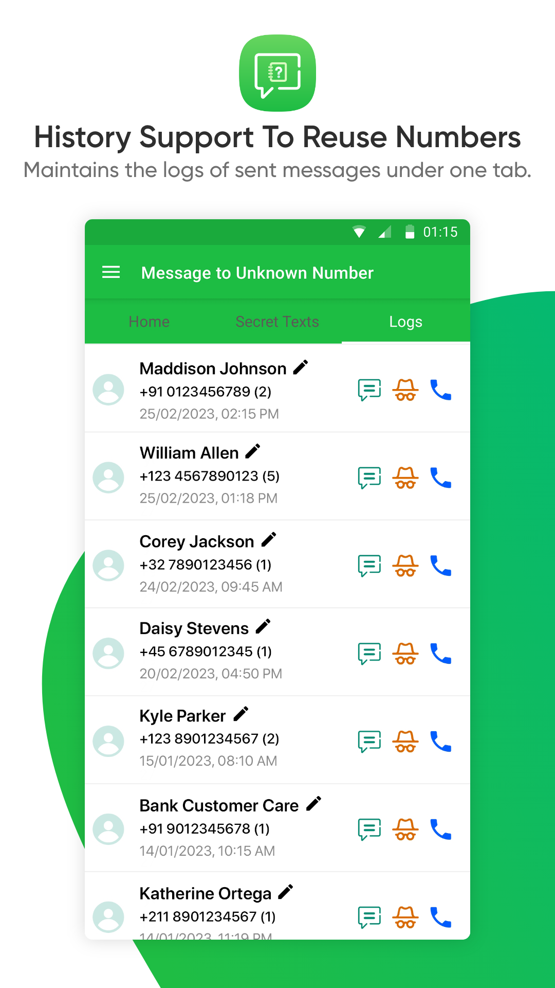 اسکرین شات 5 برنامه Message To Unknown Number