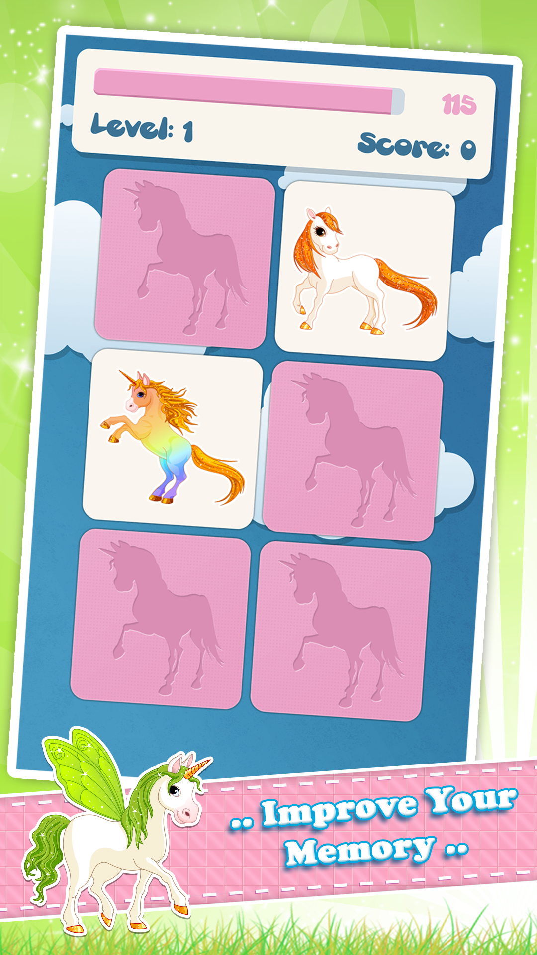اسکرین شات 2 بازی Memory game for kids: Unicorns