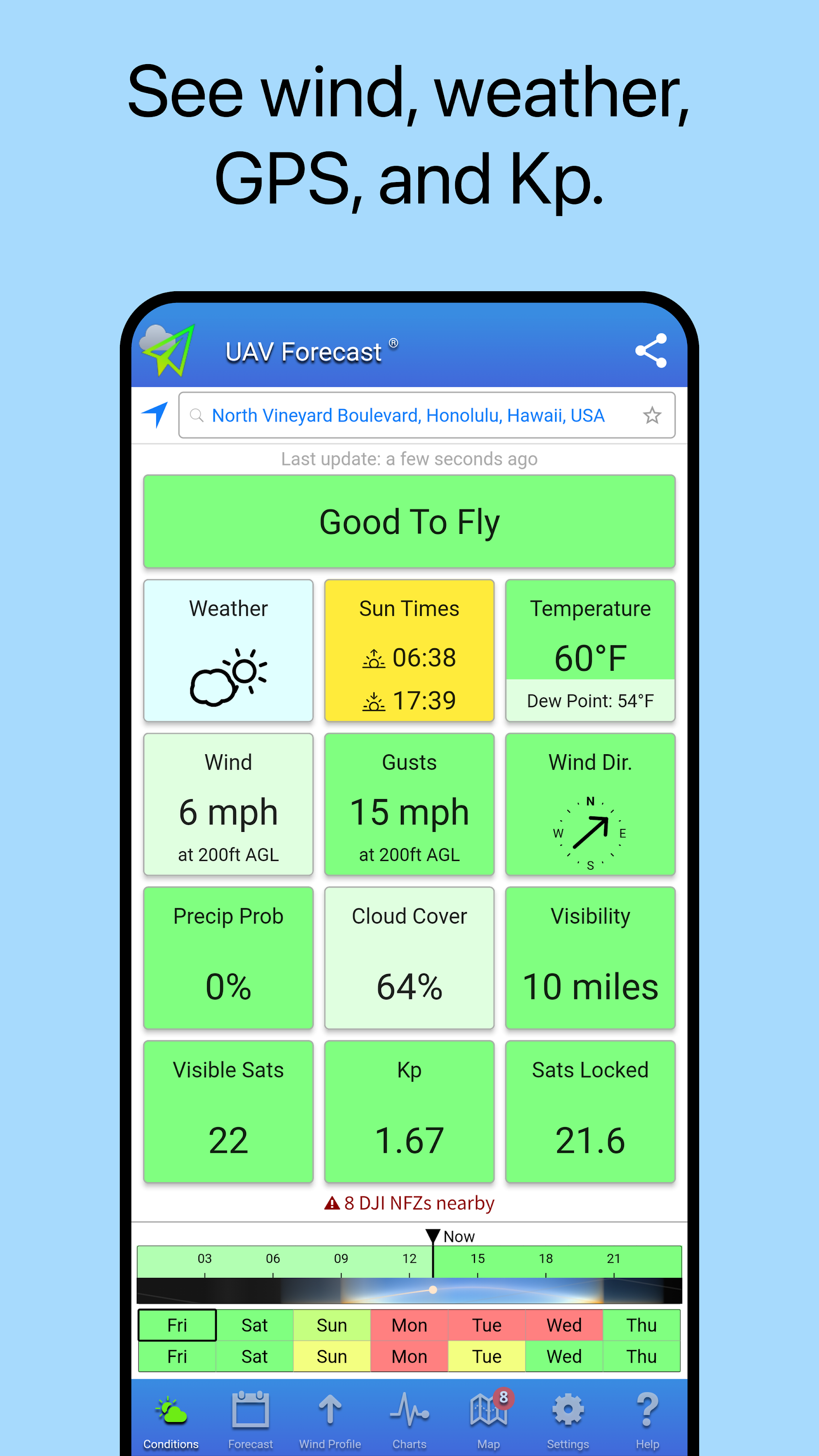 اسکرین شات 1 برنامه UAV Forecast for Drone Pilots