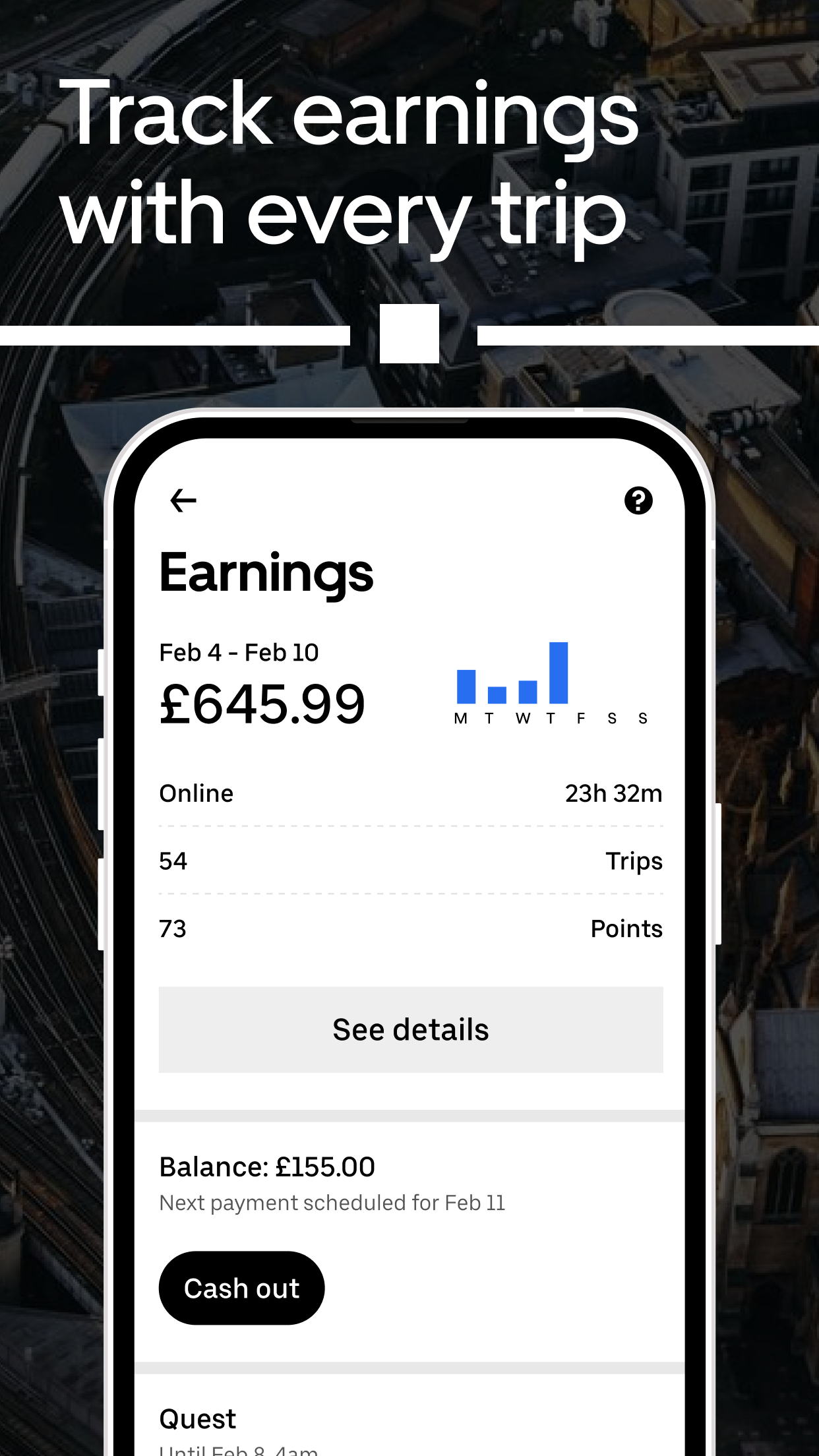 اسکرین شات 5 برنامه Uber Driver: Drive & Deliver