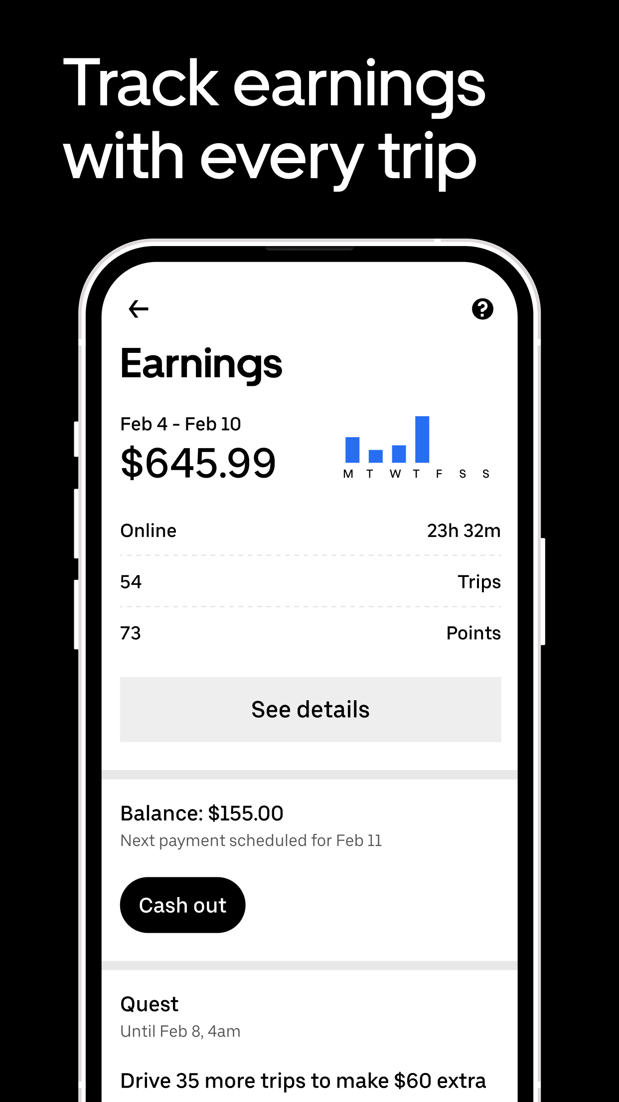 اسکرین شات 5 برنامه Uber - Driver: Drive & Deliver