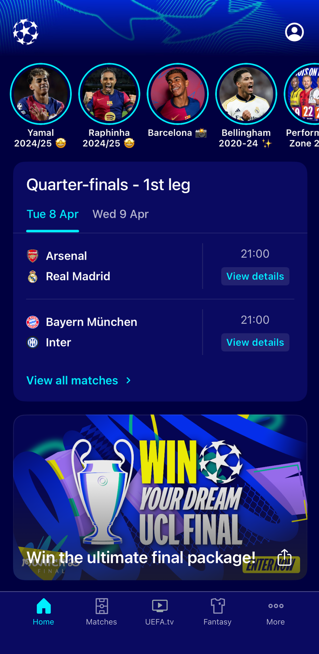 اسکرین شات 1 برنامه Champions League Official