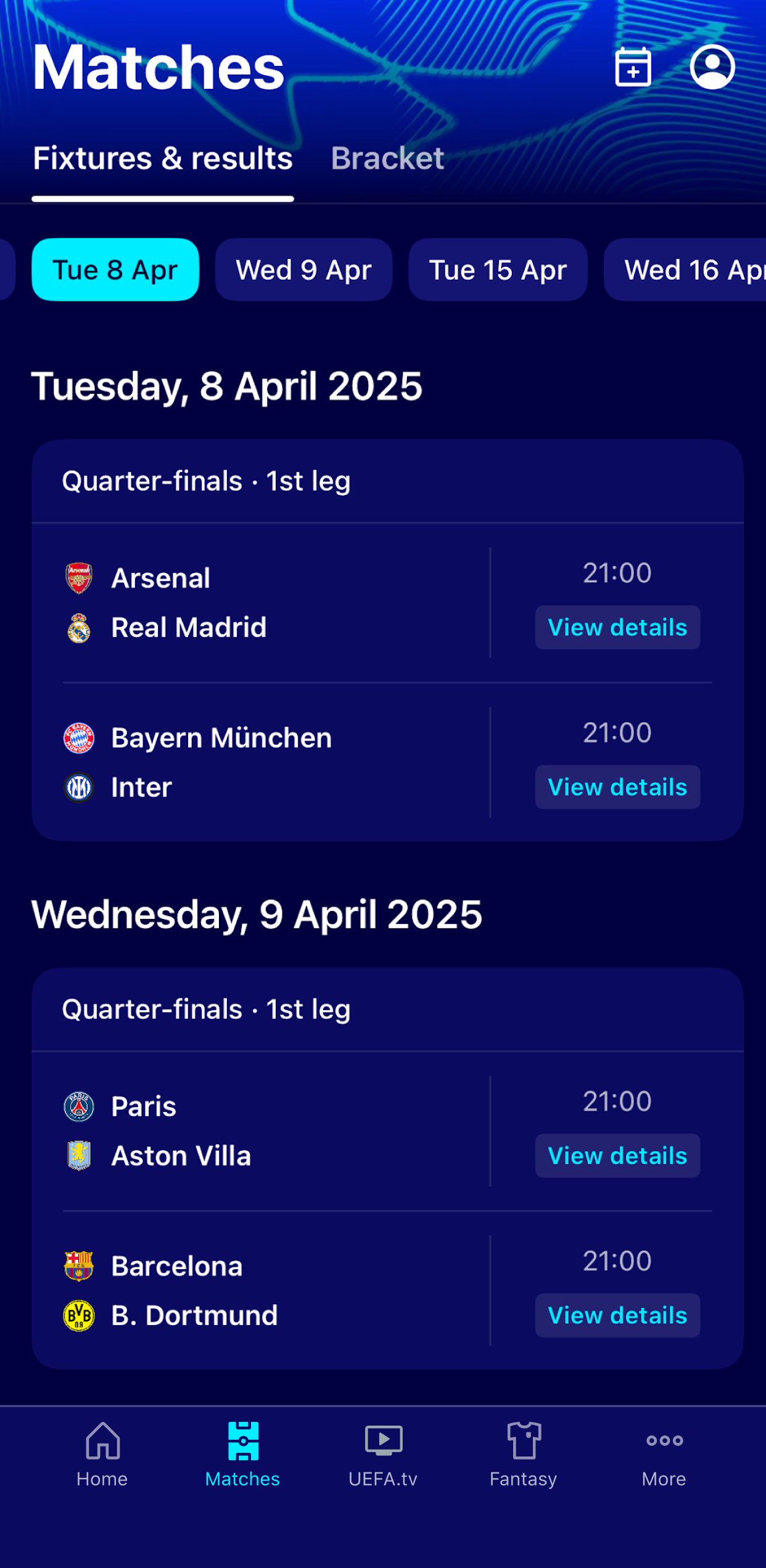 اسکرین شات 2 برنامه Champions League Official