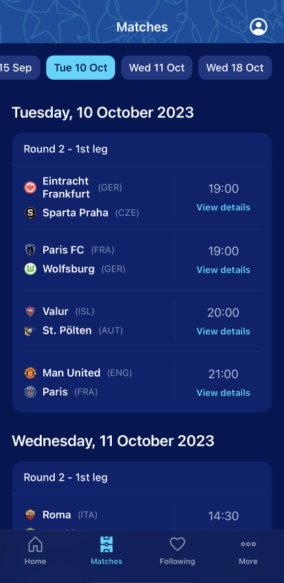 اسکرین شات 3 برنامه UEFA Women's Champions League