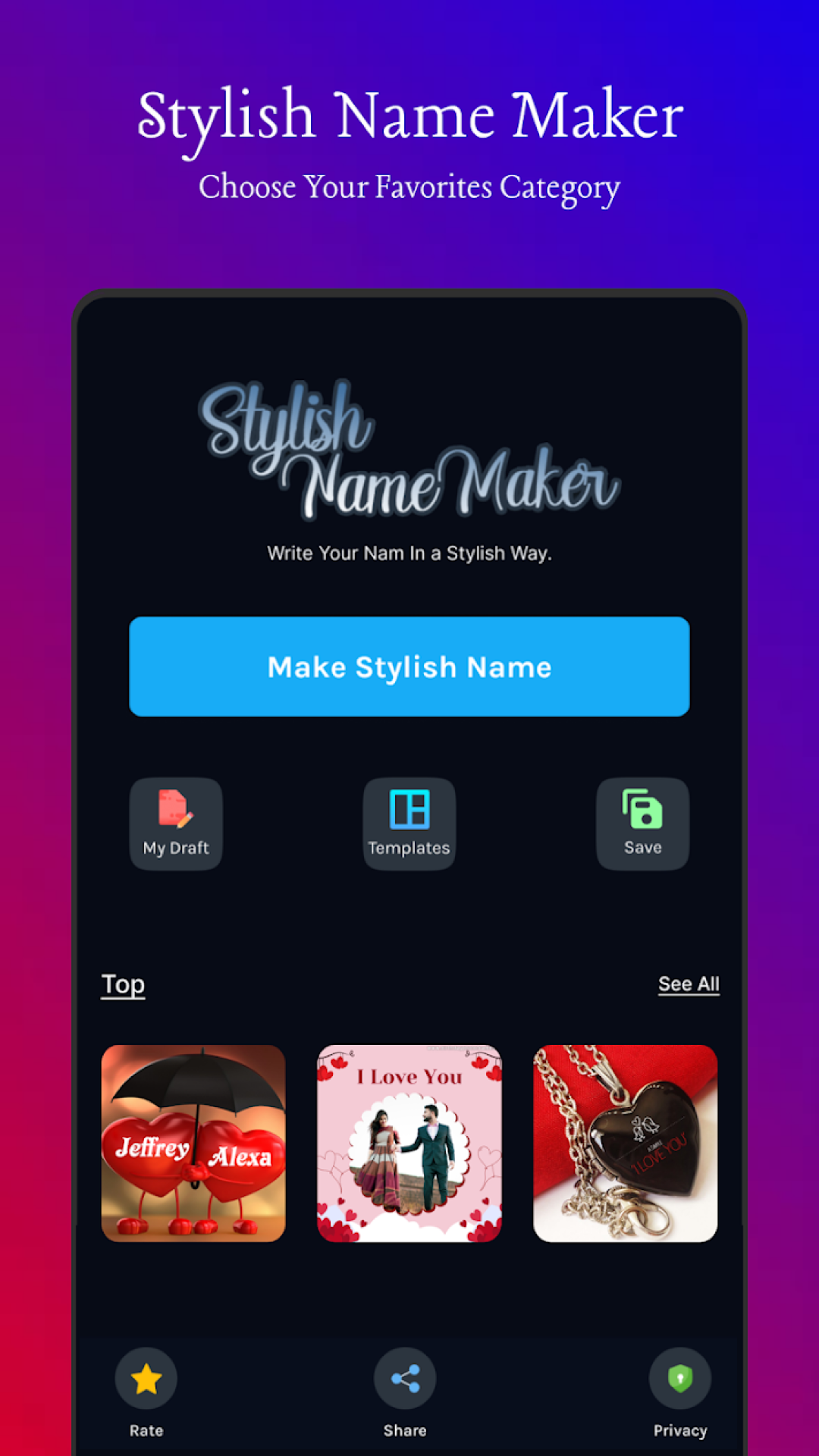 اسکرین شات 1 برنامه Stylish Name Art Design Styles