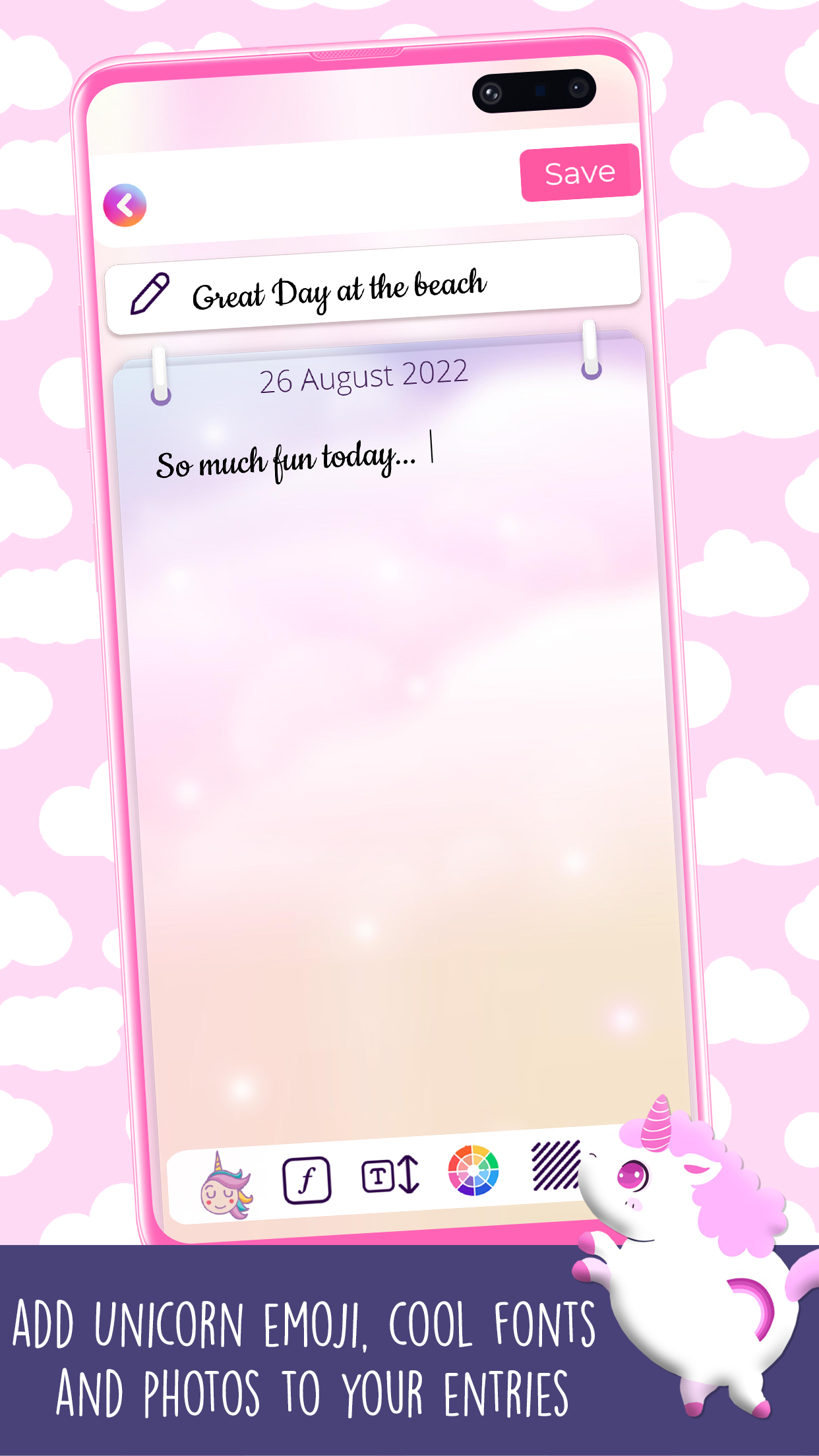 اسکرین شات 5 برنامه Unicorn Diary With Lock