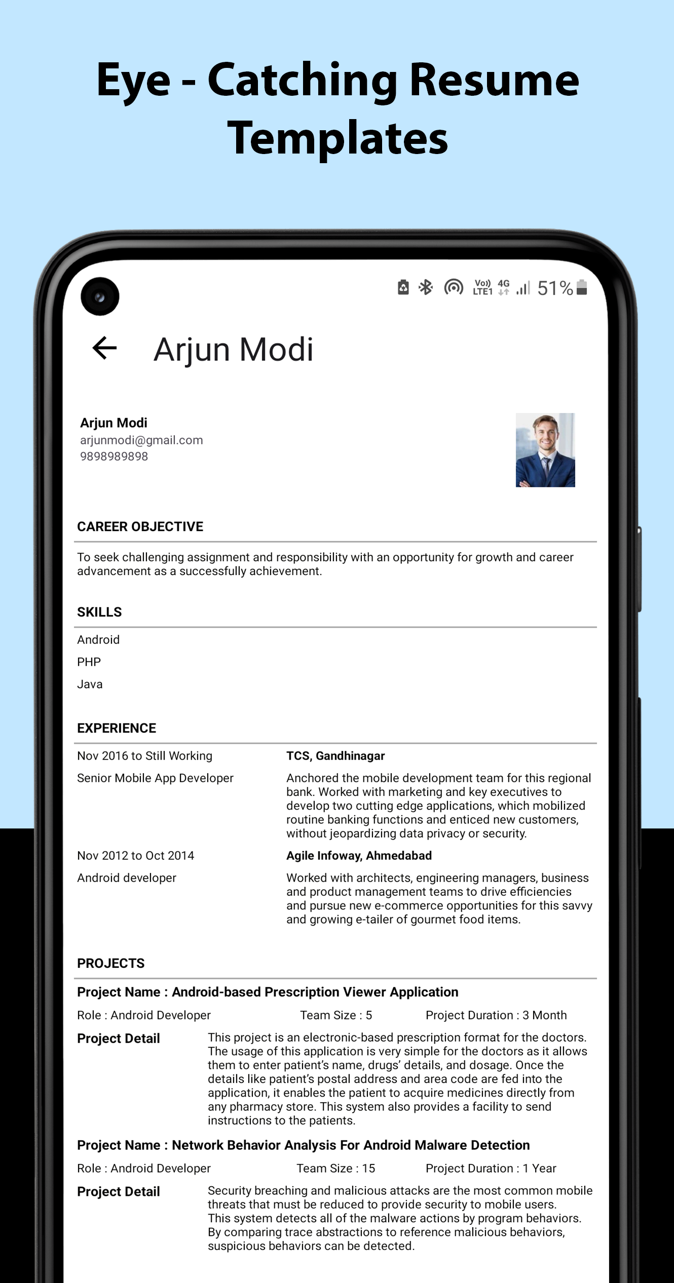 اسکرین شات 5 برنامه Resume Builder - CV Maker