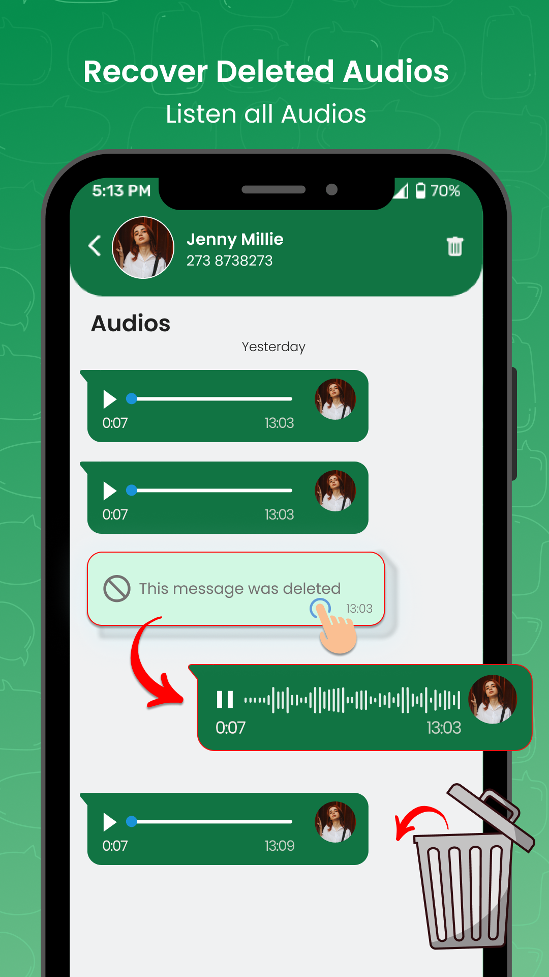 اسکرین شات 3 برنامه Recover Deleted Chat - Unseen
