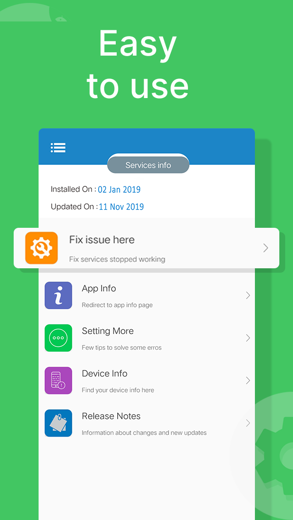 اسکرین شات 4 برنامه Update Fix Info (Services)