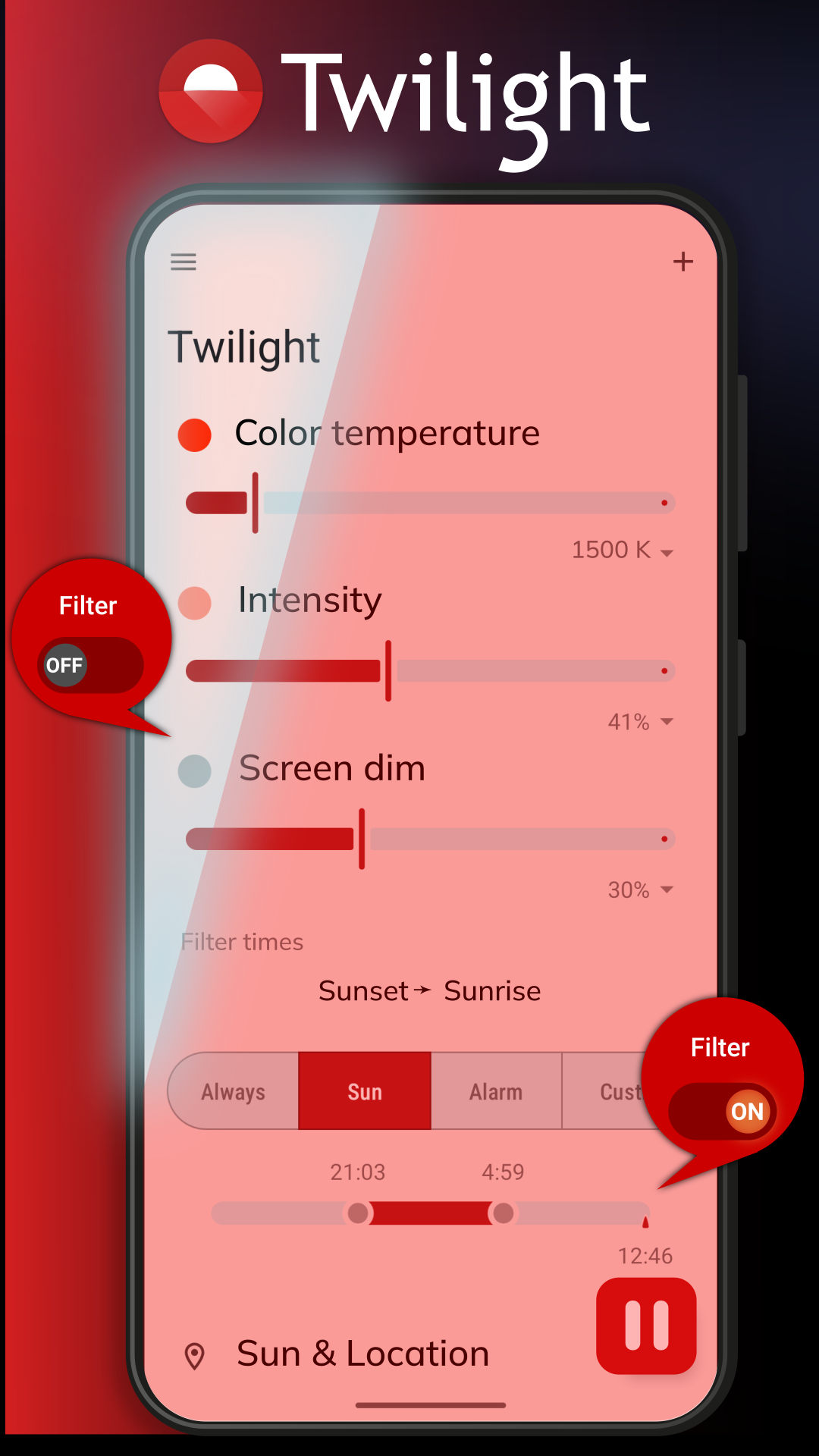 اسکرین شات 1 برنامه Twilight: Blue light filter