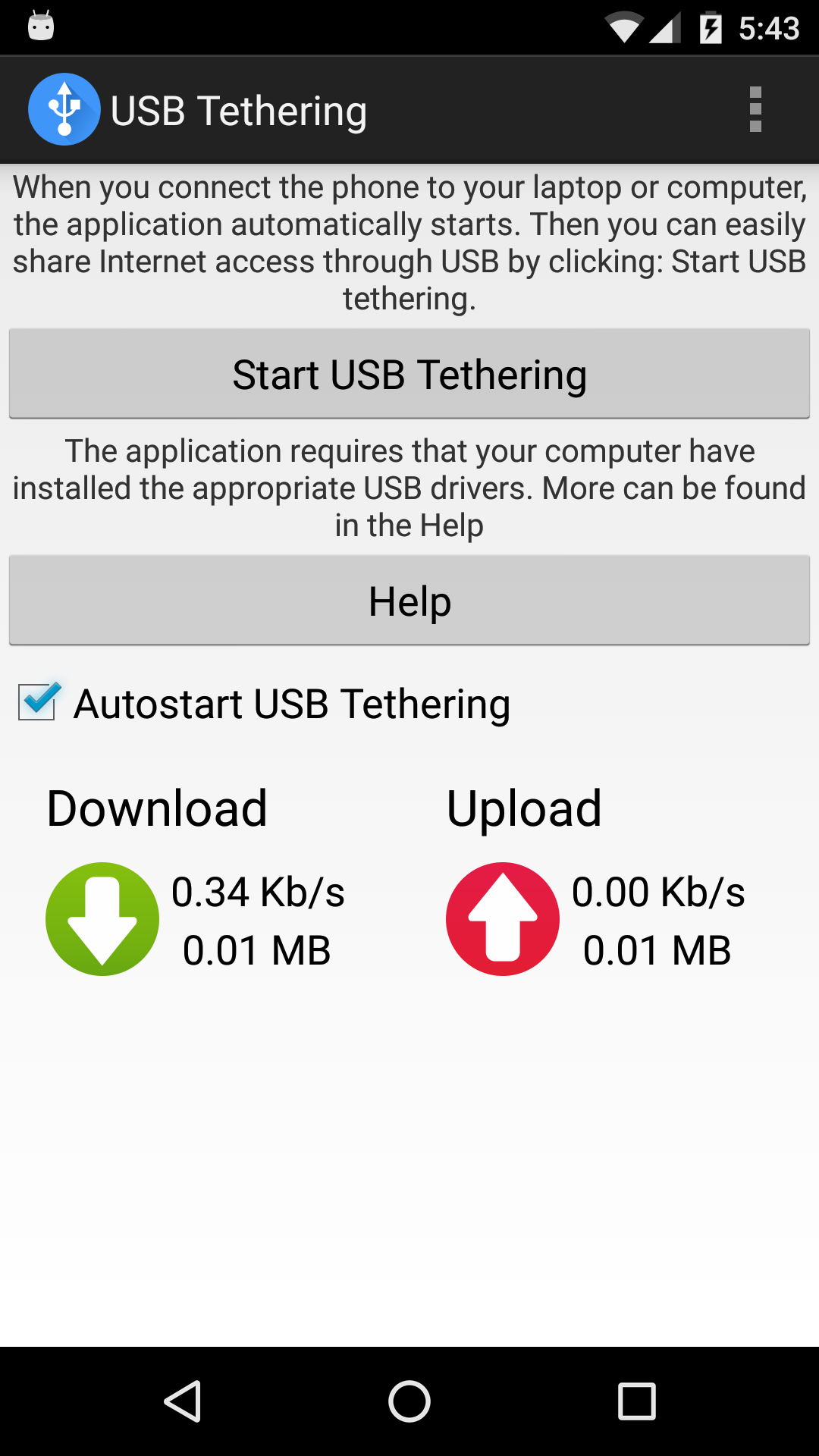 اسکرین شات 1 برنامه USB Tethering