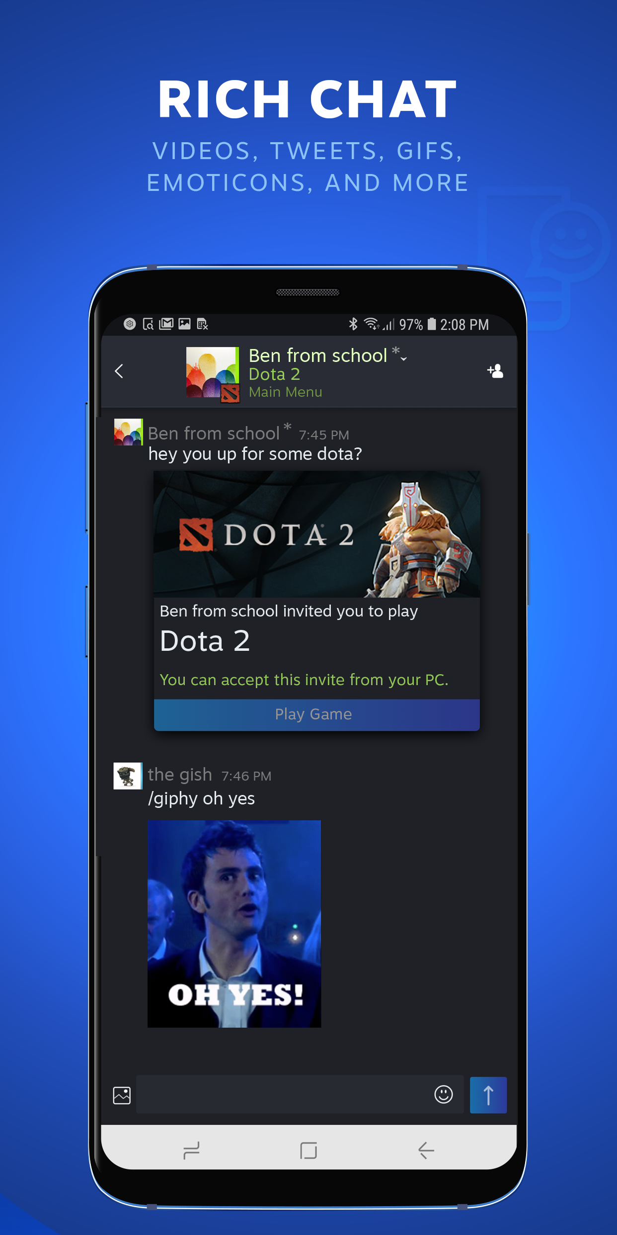 اسکرین شات 2 برنامه Steam Chat