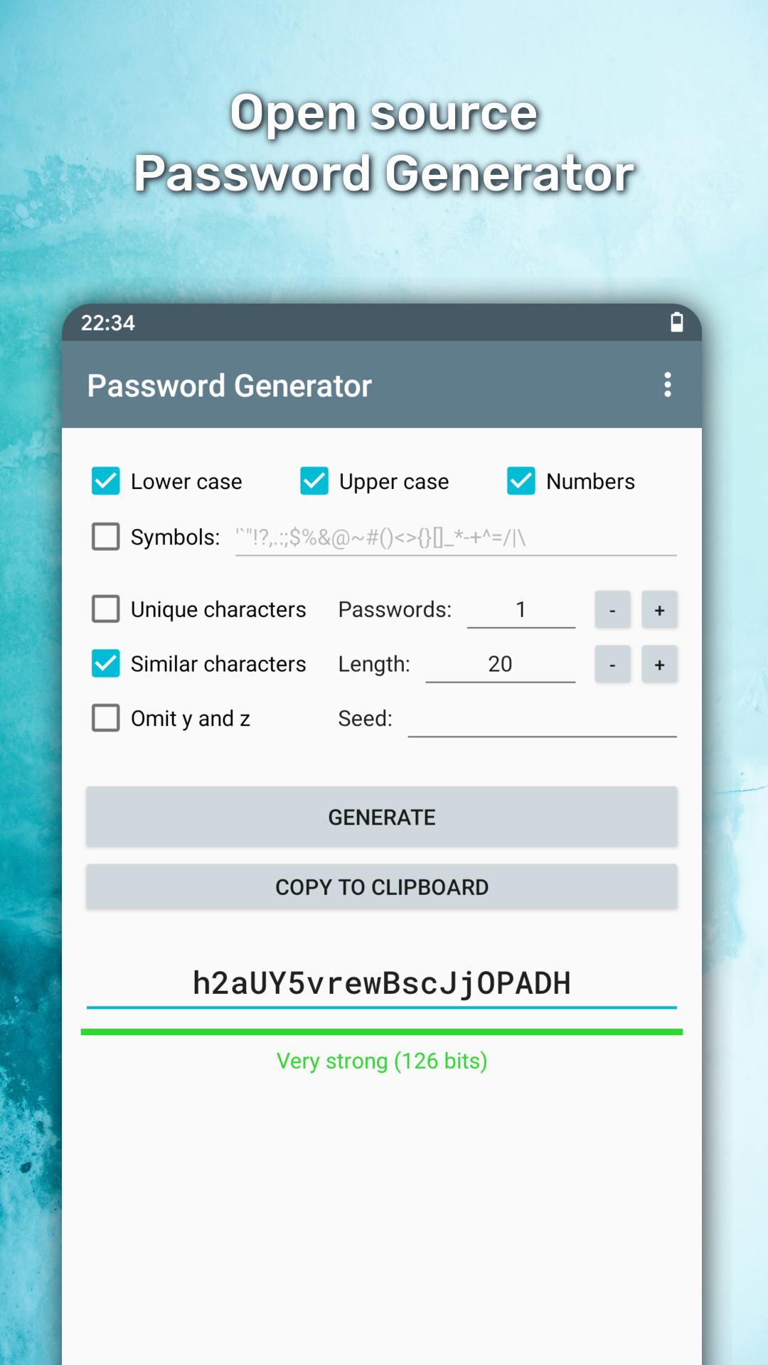 اسکرین شات 1 برنامه Password Generator
