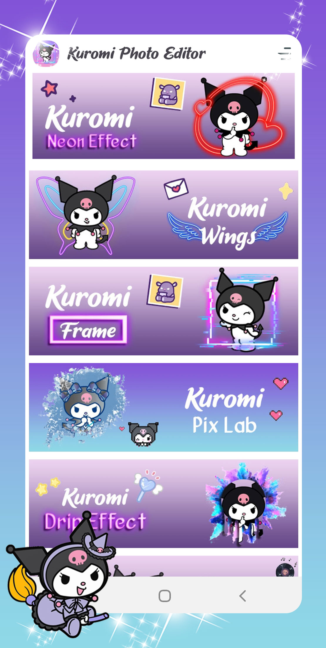 اسکرین شات 6 برنامه Kuromi Photo Editor Stickers