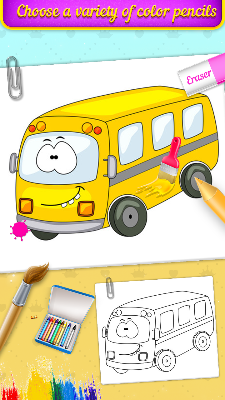 اسکرین شات 3 برنامه Vehicle Coloring Book Game