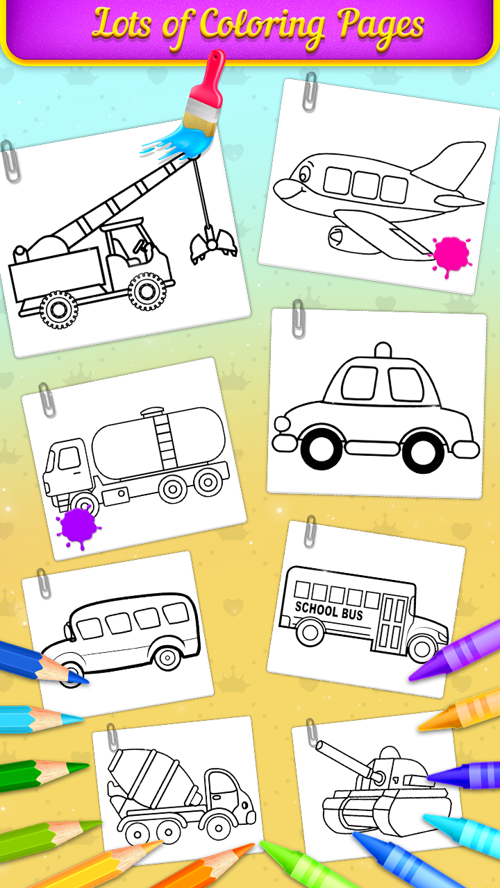 اسکرین شات 2 برنامه Vehicle Coloring Book Game