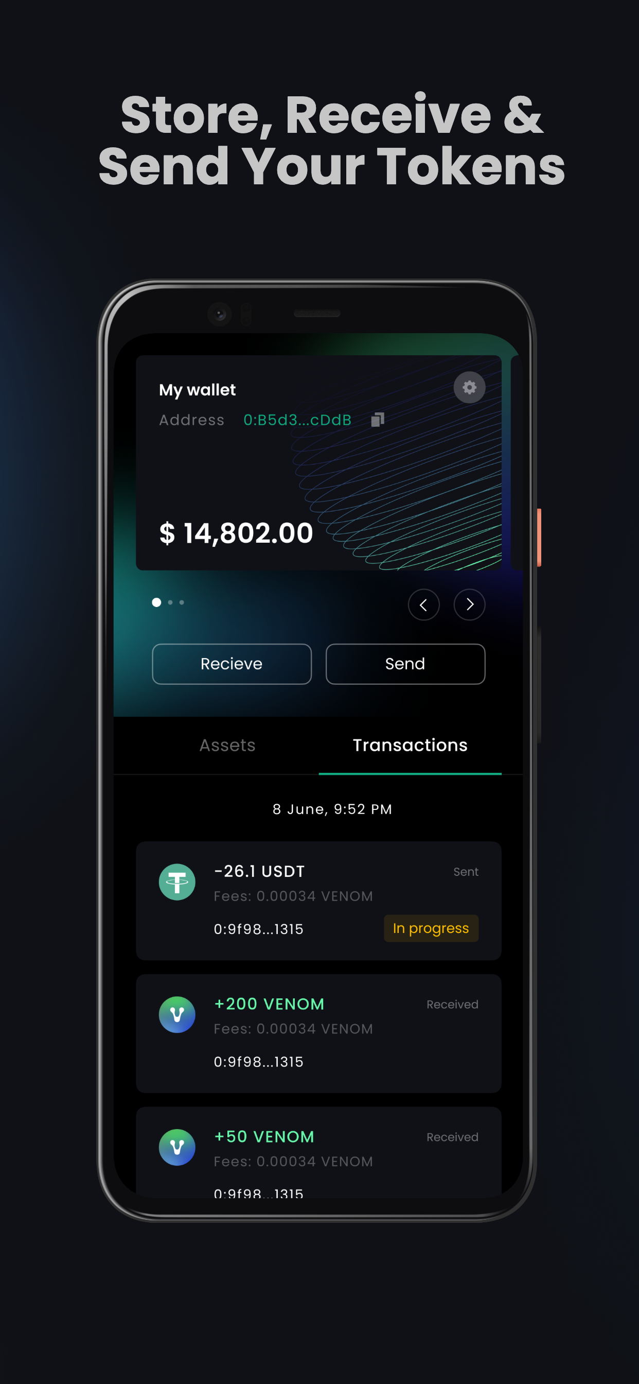 اسکرین شات 2 برنامه Venom Blockchain Wallet