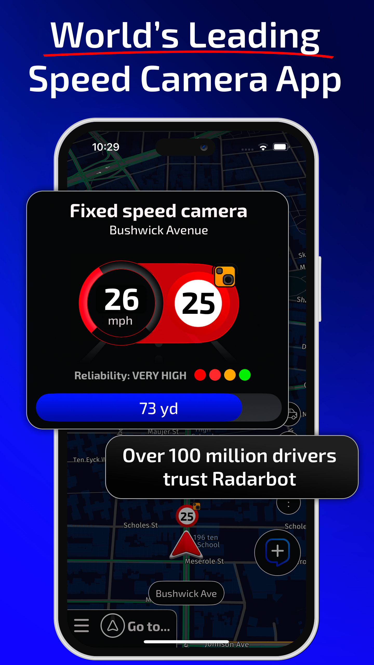 اسکرین شات 1 برنامه Radarbot Speed Camera Detector