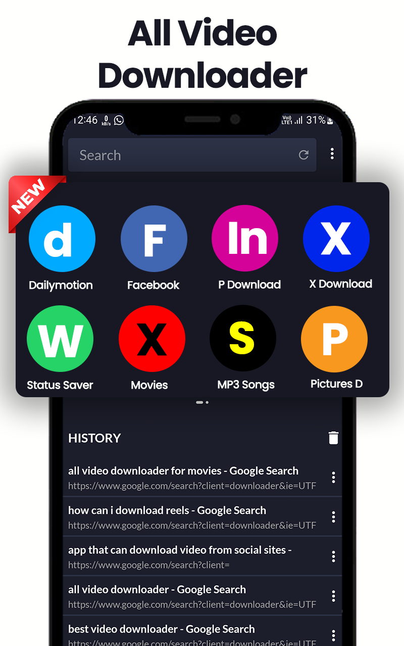 اسکرین شات 1 برنامه All Video Downloader