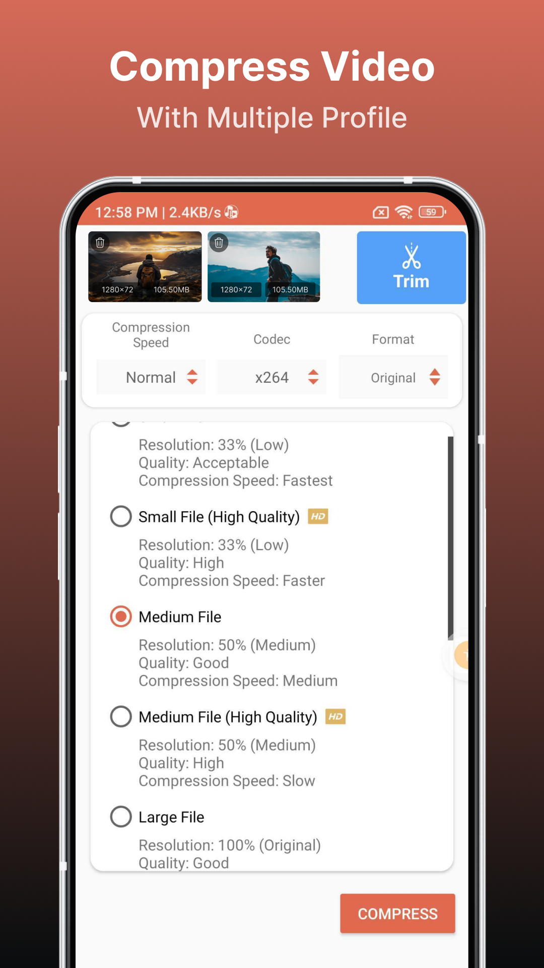 اسکرین شات 3 برنامه Compress Video Size Compressor