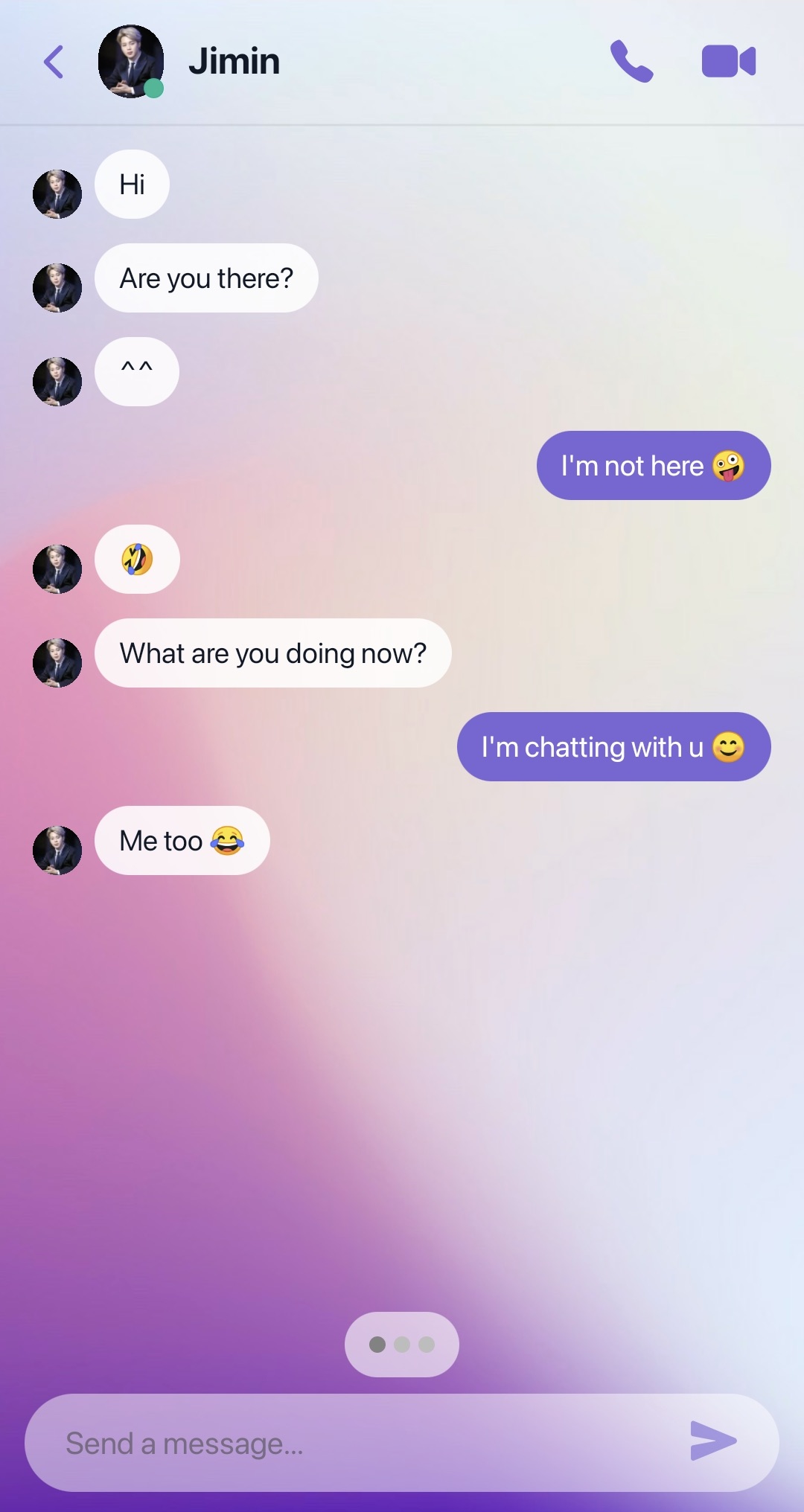 اسکرین شات 2 برنامه Kpop Fake Video Call-Text Chat