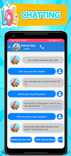 اسکرین شات 3 برنامه Patrick Video Call Star & Chat Simulator