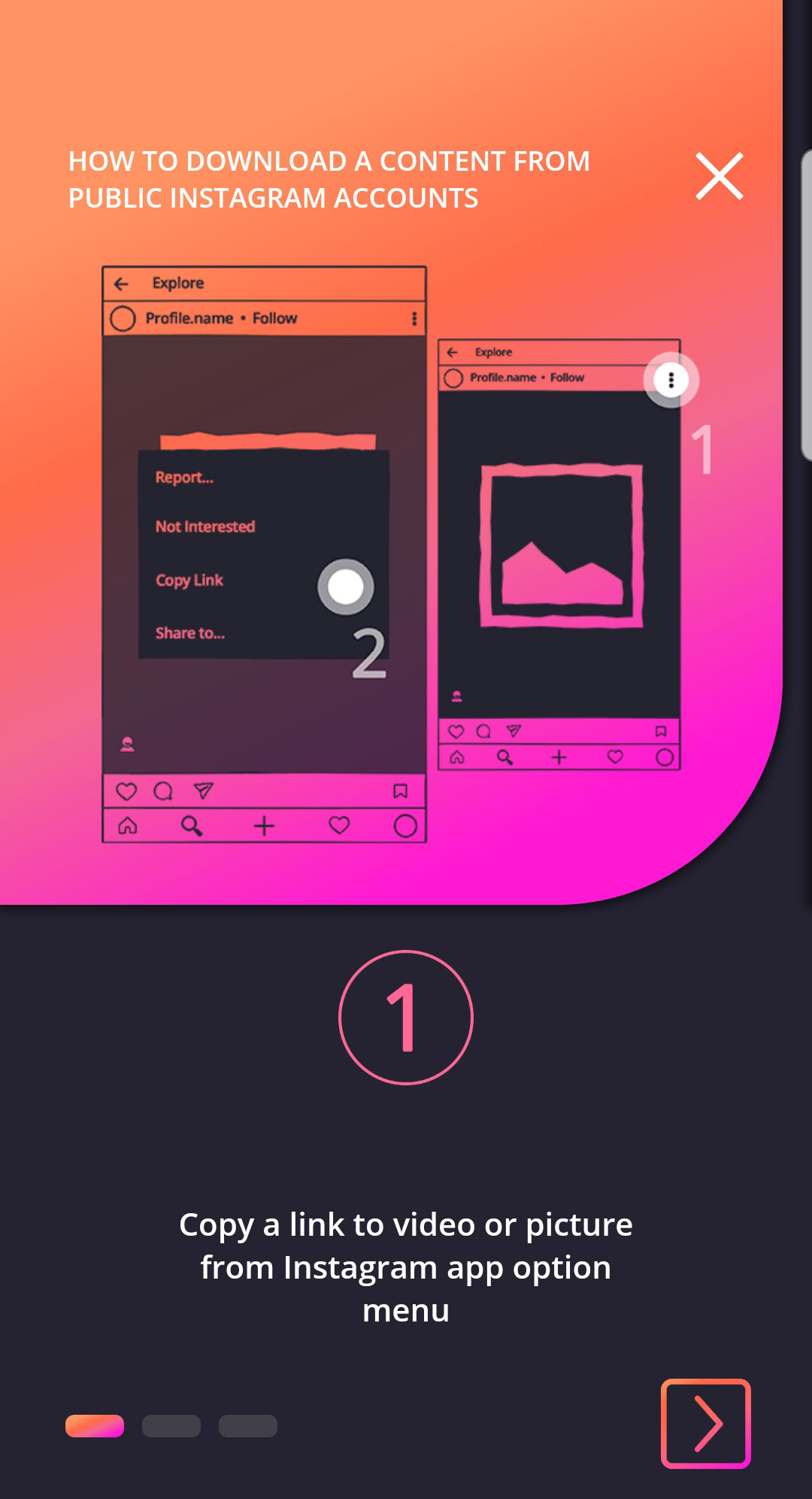 اسکرین شات 3 برنامه Insta Downloader: video & phot