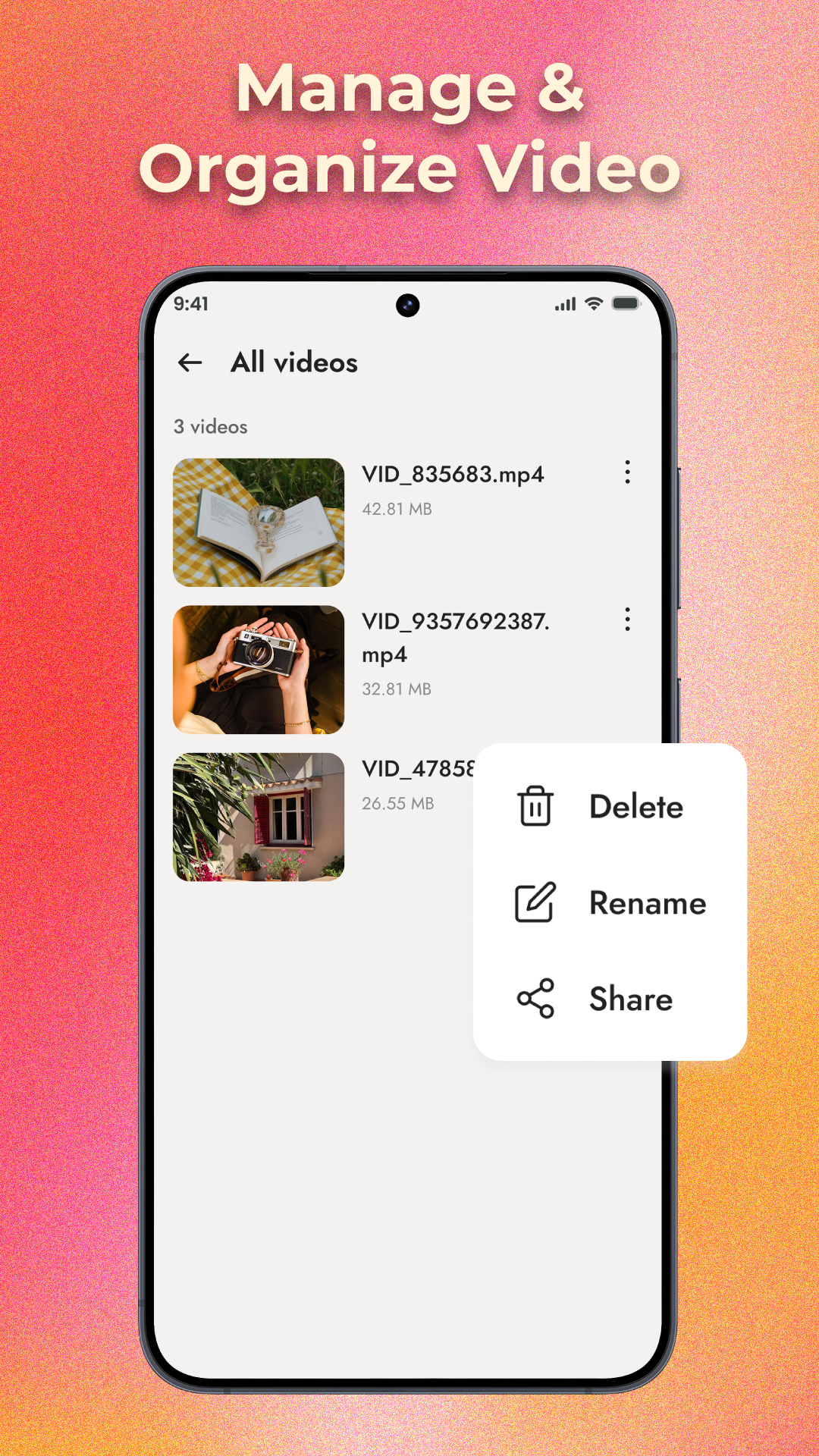 اسکرین شات 4 برنامه Vids: Video Player & Saver