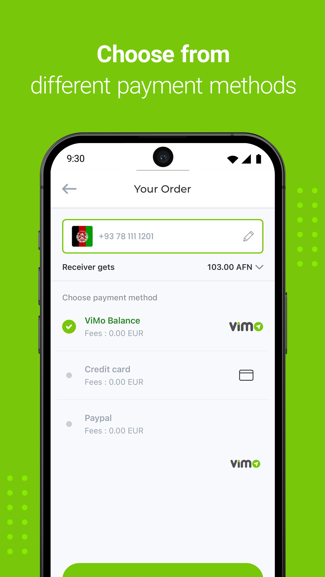 اسکرین شات 4 برنامه ViMo – Send Airtime Worldwide