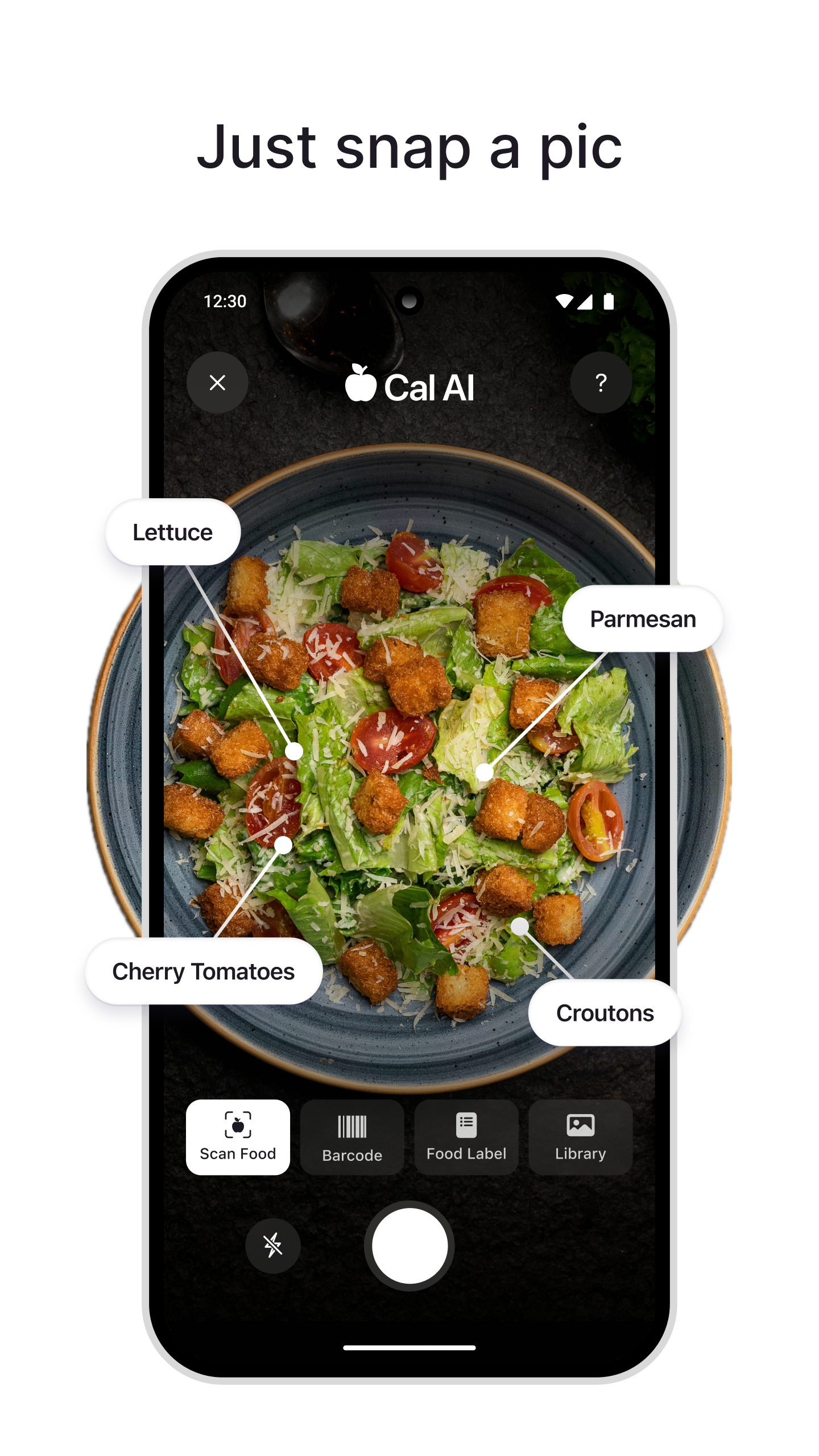 اسکرین شات 2 برنامه Cal AI - Food Calorie Tracker