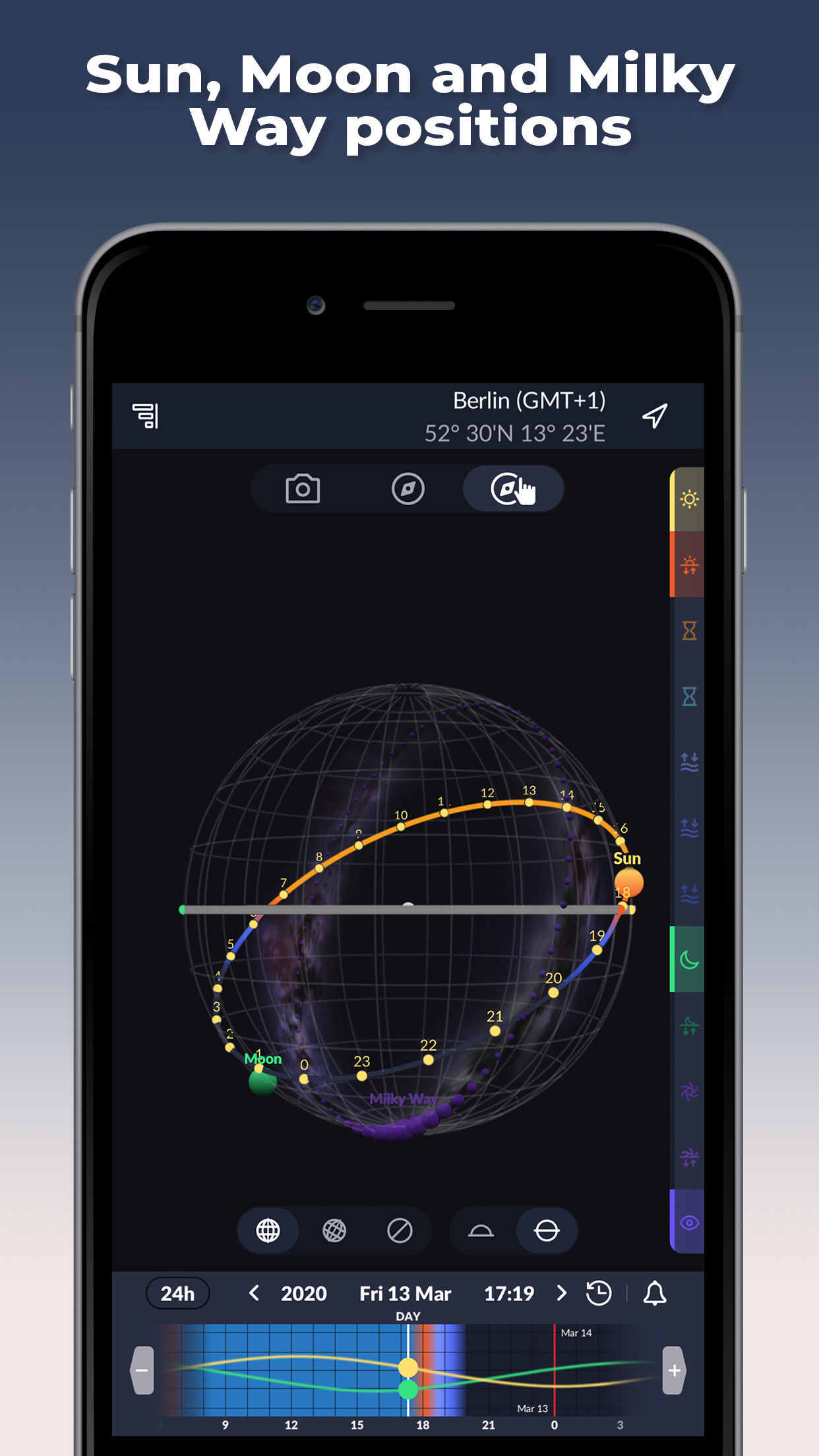 اسکرین شات 2 برنامه Ephemeris: Sun and Moon Seeker