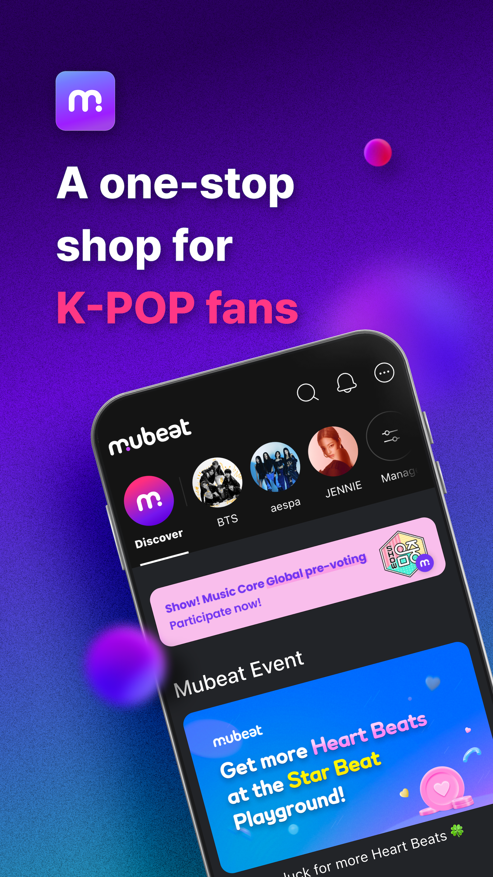 اسکرین شات 1 برنامه Mubeat for kpop Lovers
