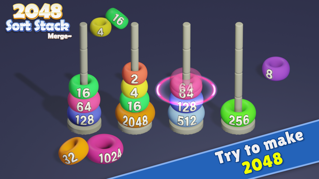 اسکرین شات 8 بازی 2048 Sort Stack Merge