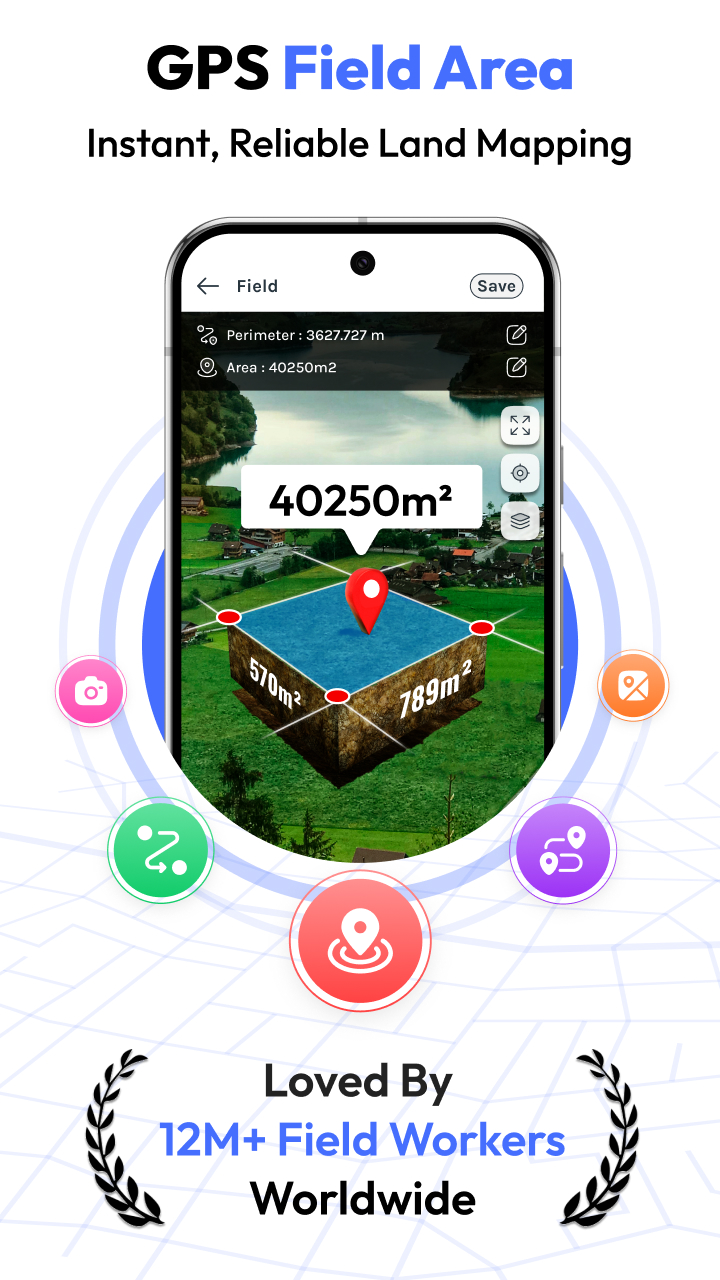 اسکرین شات 1 برنامه FieldCalc - GPS Area Measure