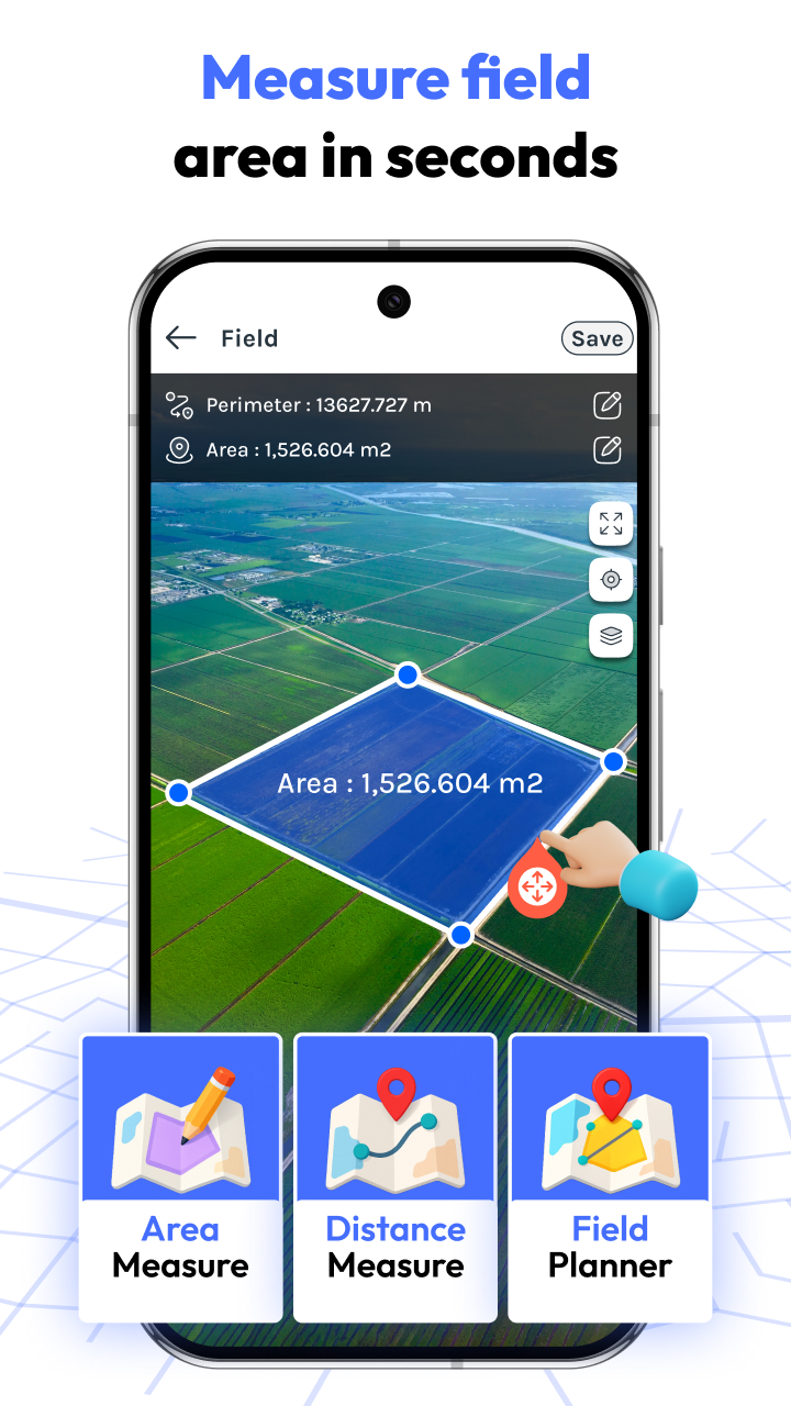 اسکرین شات 2 برنامه FieldCalc - GPS Area Measure