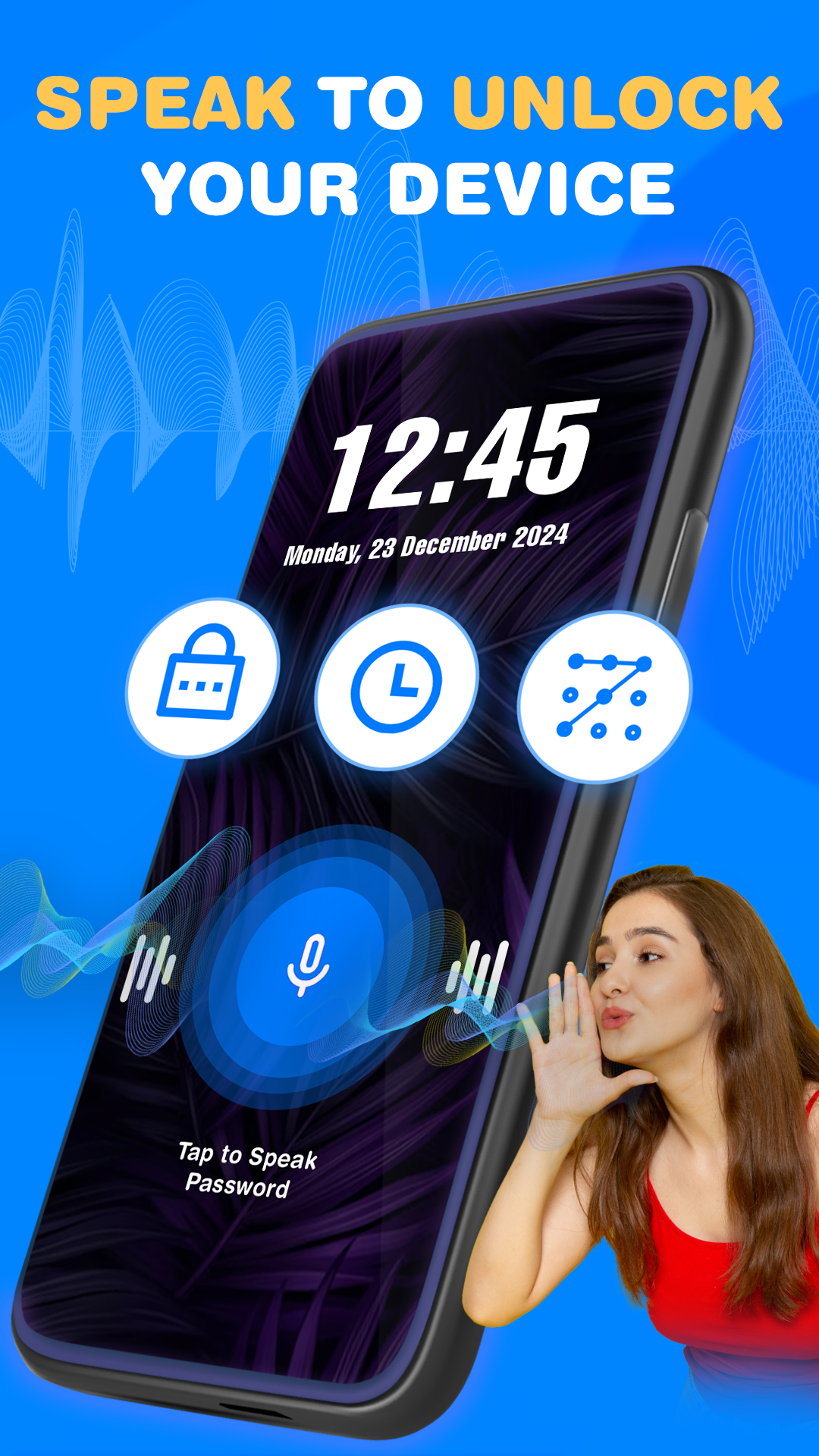 اسکرین شات 1 برنامه Voice Screen Lock: Voice Lock