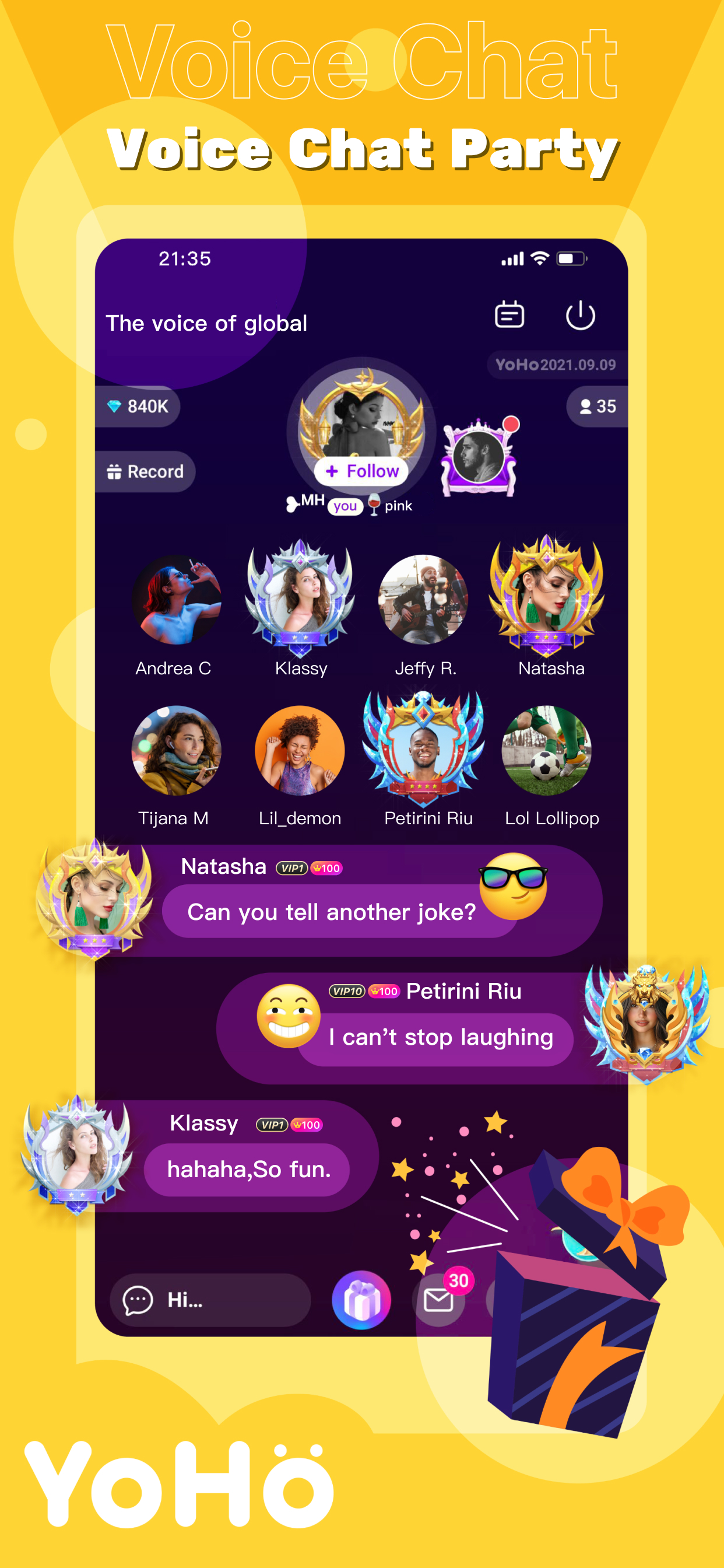 اسکرین شات 1 برنامه YoHo: Group Voice Chat Room