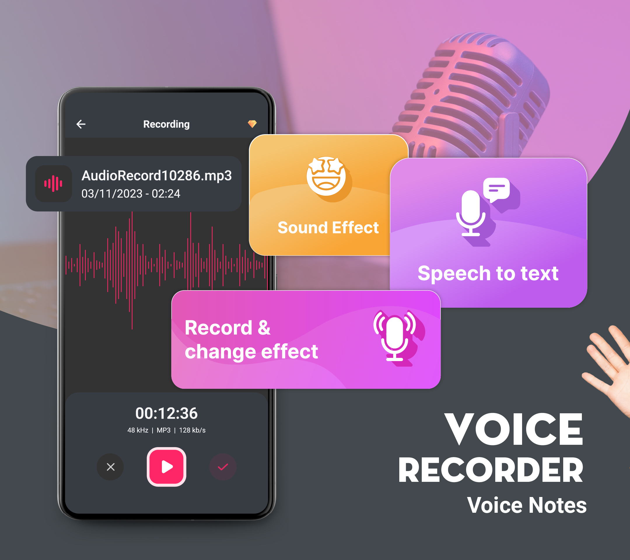 اسکرین شات 1 برنامه Voice Recorder: Voice Notes