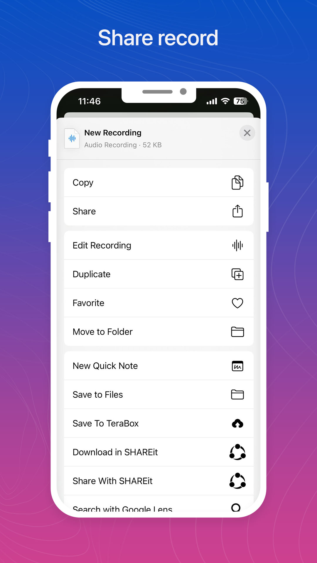 اسکرین شات 7 برنامه Voice Recorder Phone 15 -OS 17