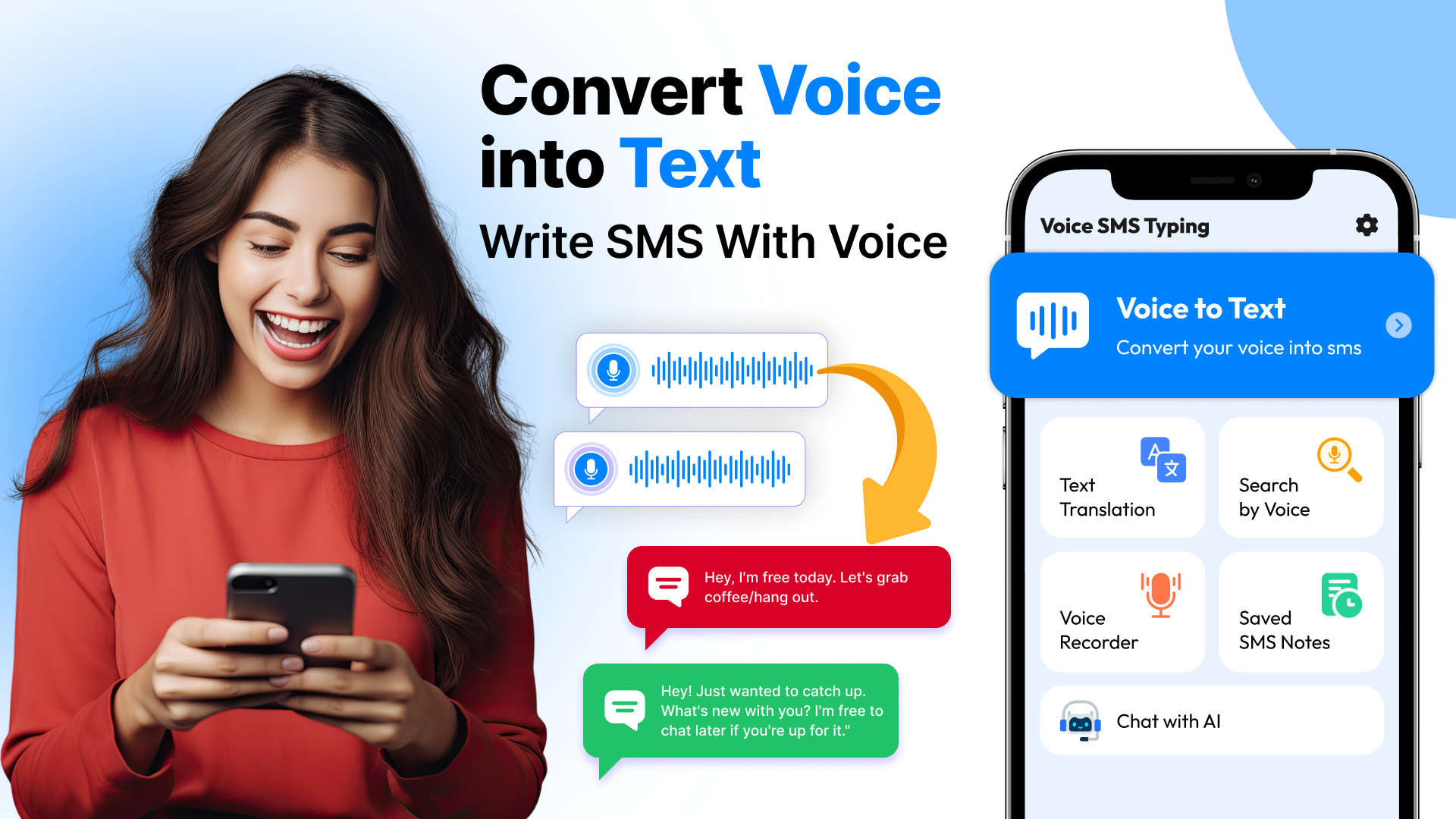 اسکرین شات 1 برنامه Voice SMS Typing: Voice Chat