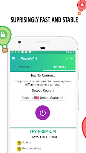 اسکرین شات 1 برنامه Free VPN : Power VPN - Unlimited VPN Hotspot