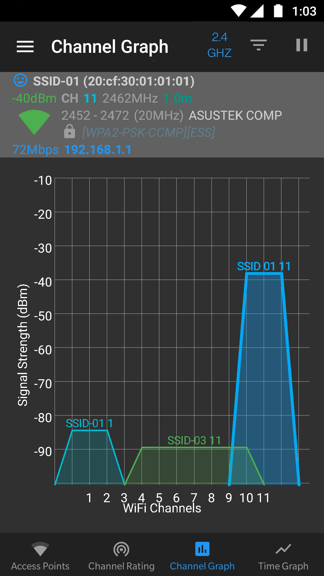 اسکرین شات 4 برنامه WiFi Analyzer (open-source)