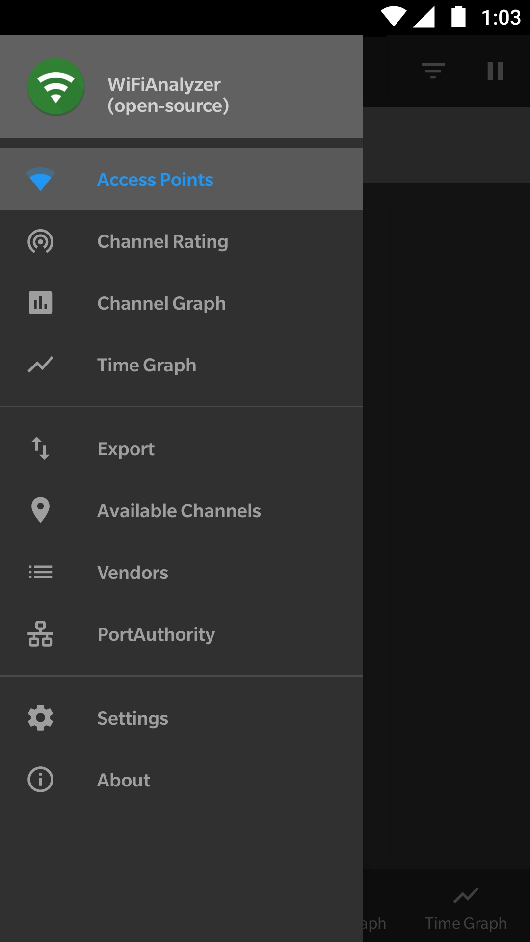 اسکرین شات 1 برنامه WiFi Analyzer (open-source)