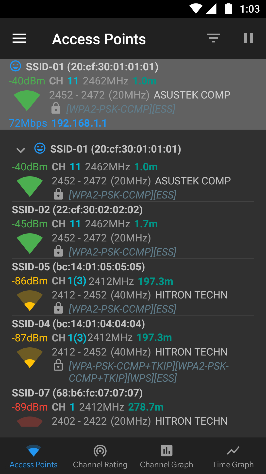 اسکرین شات 2 برنامه WiFi Analyzer (open-source)
