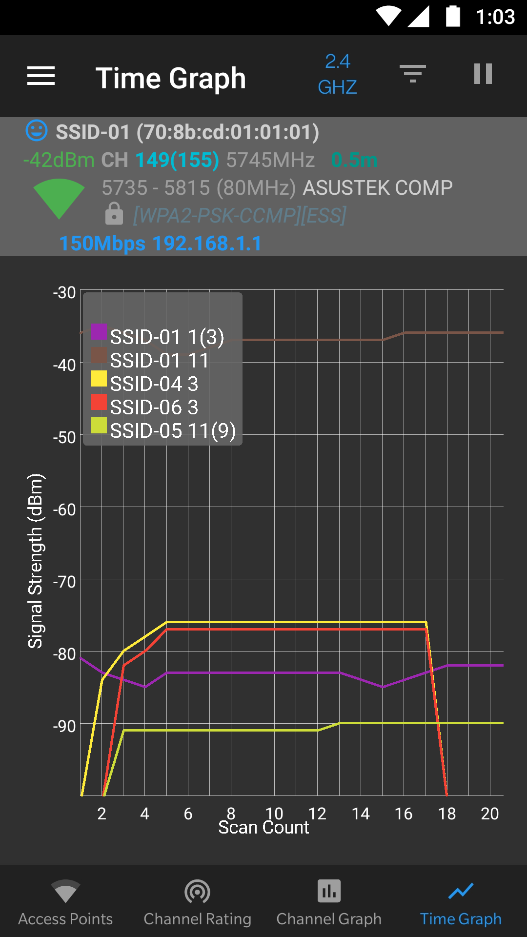 اسکرین شات 6 برنامه WiFi Analyzer (open-source)